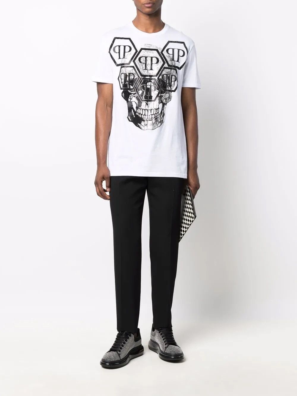 Philipp Plein Philipp Plein Rhinestone Skull Hex Logo T-Shirt – Size XL Size US XL / EU 56 / 4 - 2 Thumbnail