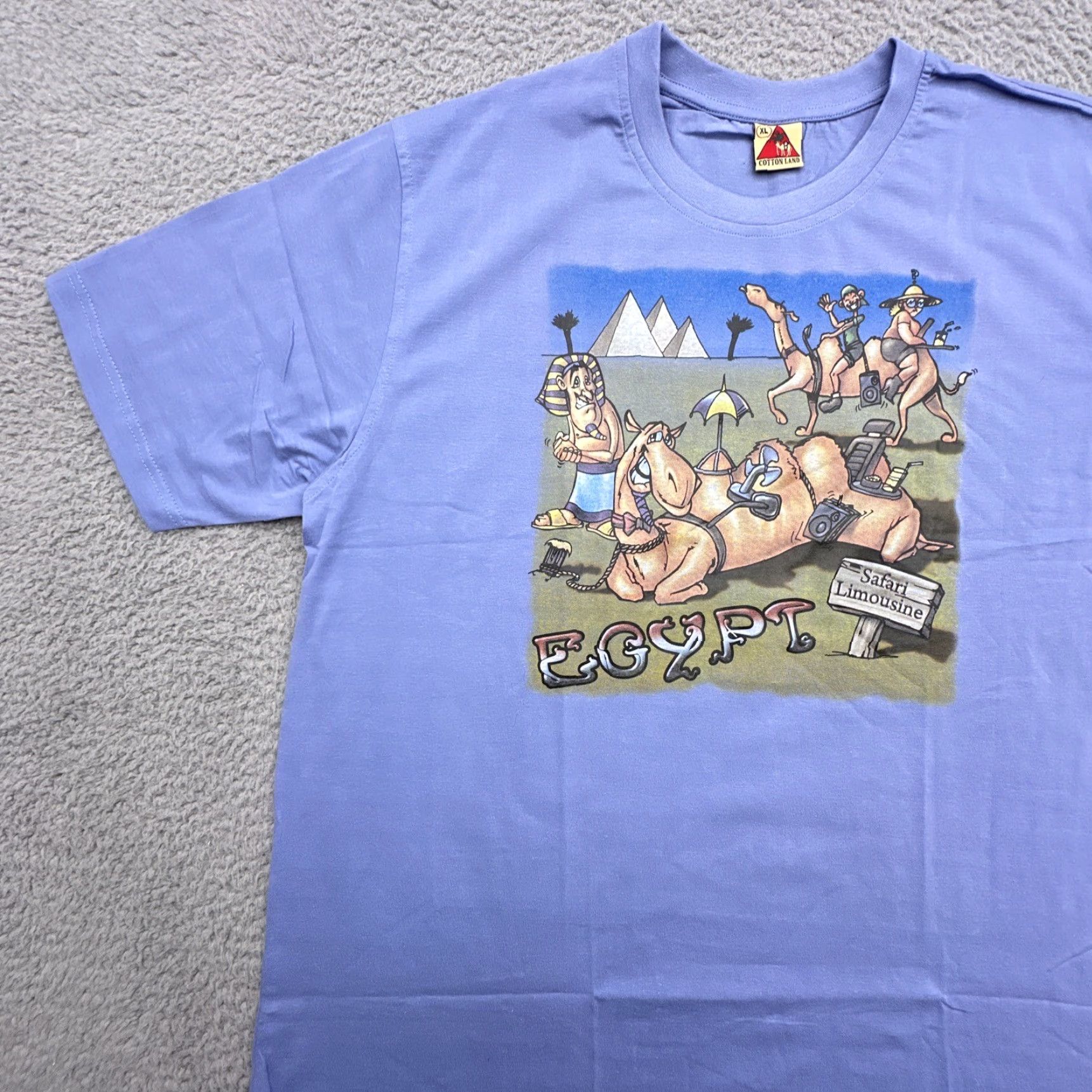 Vintage VINTAGE Cotton Land T-Shirt Mens XL Blue 100% Cotton Tourist Print Crew Neck Short Sleeve Size US XL / EU 56 / 4 - 4 Thumbnail