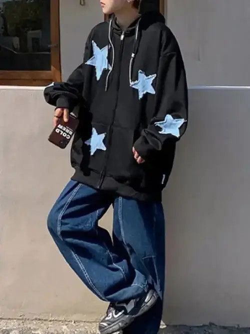 Other Men's Star Patch Zip Up Hoodie Size US XL / EU 56 / 4 - 2 Thumbnail
