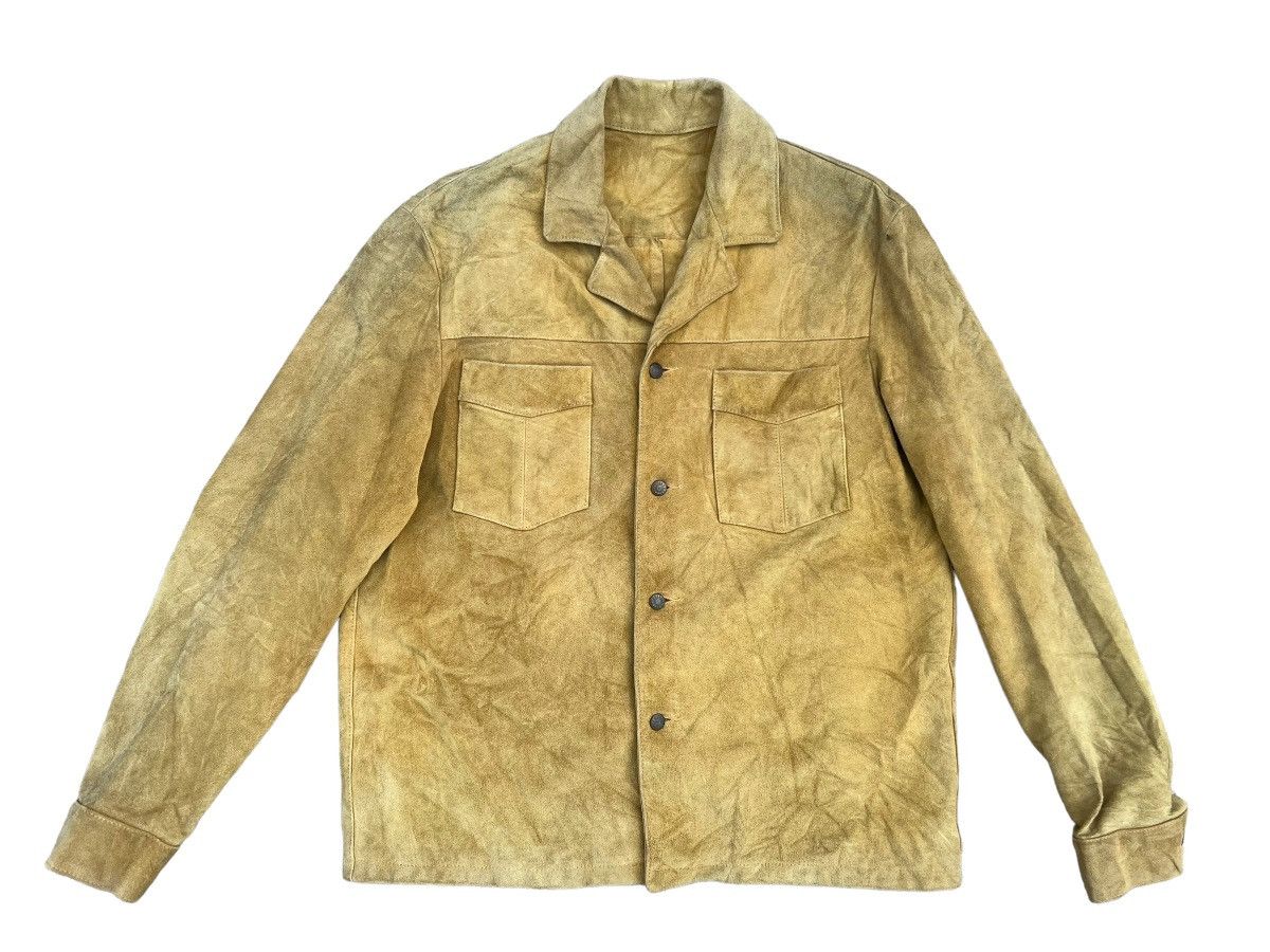 Leather RARE! Vintage Vent Couvert Paris Patina Suede Leather Shirt Size US M / EU 48-50 / 2 - 1 Thumbnail