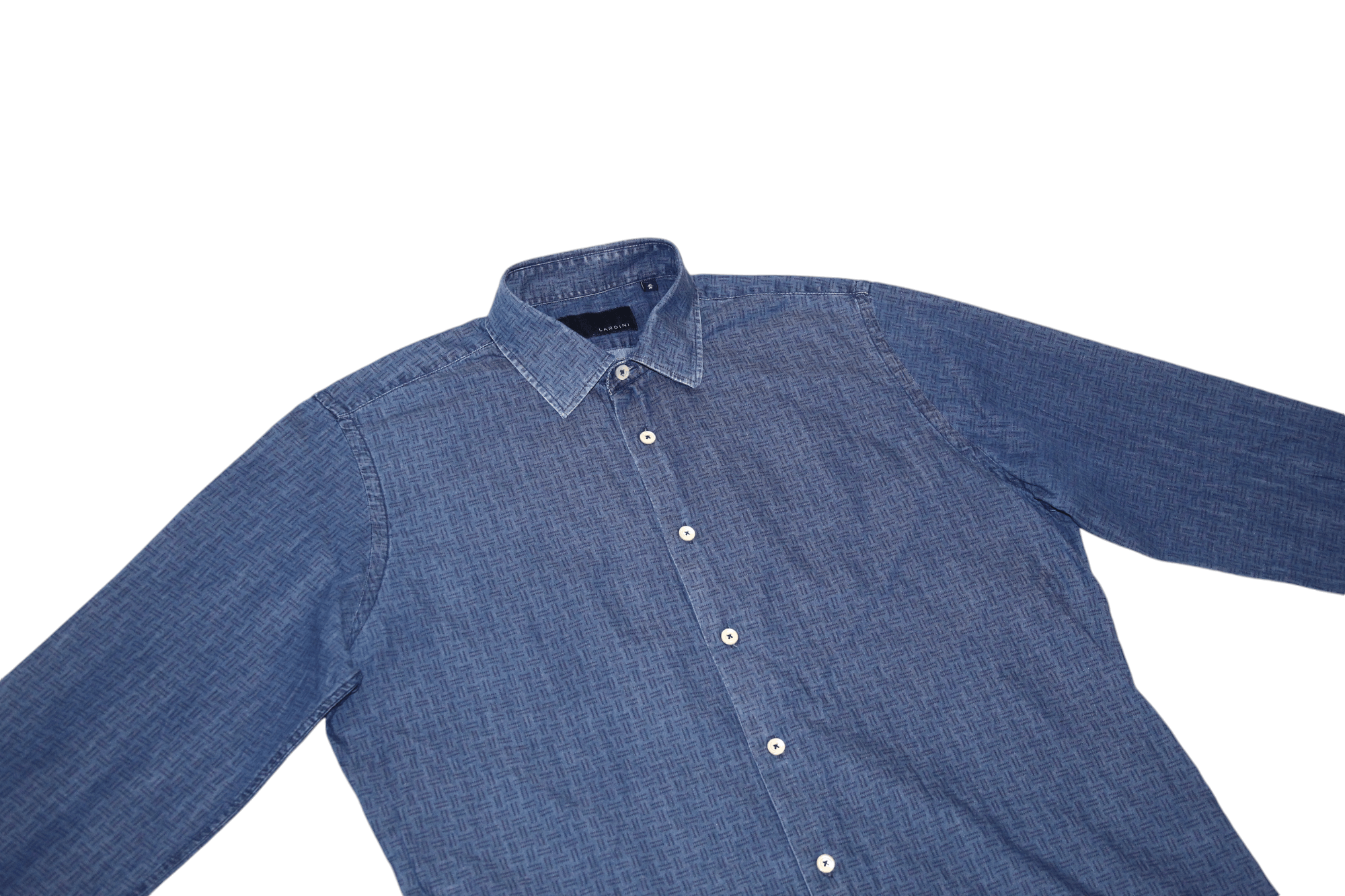 Lardini Lardini Abstract Print Indigo Wash Denim Shirt Size US L / EU 52-54 / 3 - 2 Thumbnail