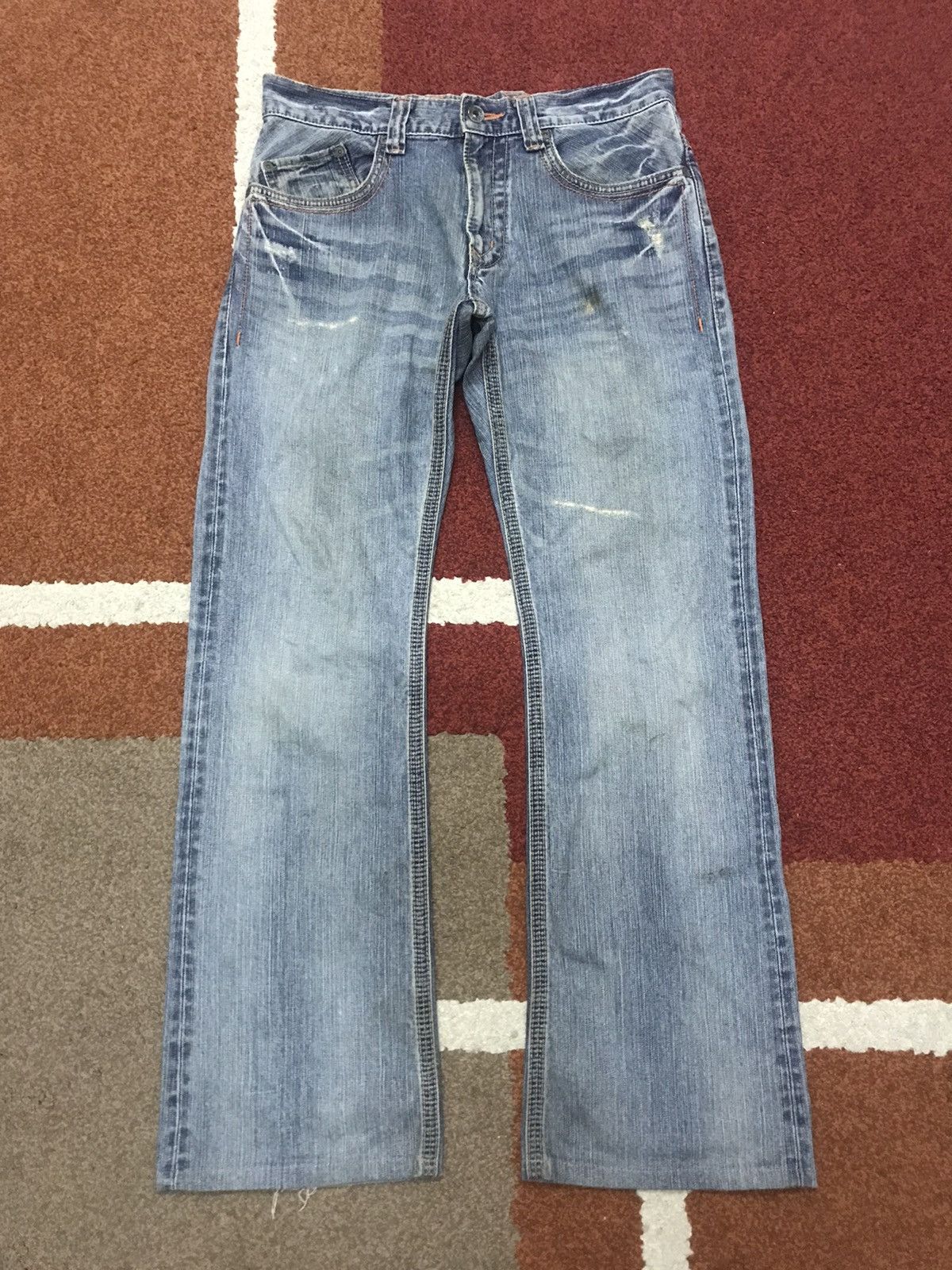 Edwin Flare EDWIN XVS Cinch Back Distressed Denim Size US 31 - 3 Thumbnail