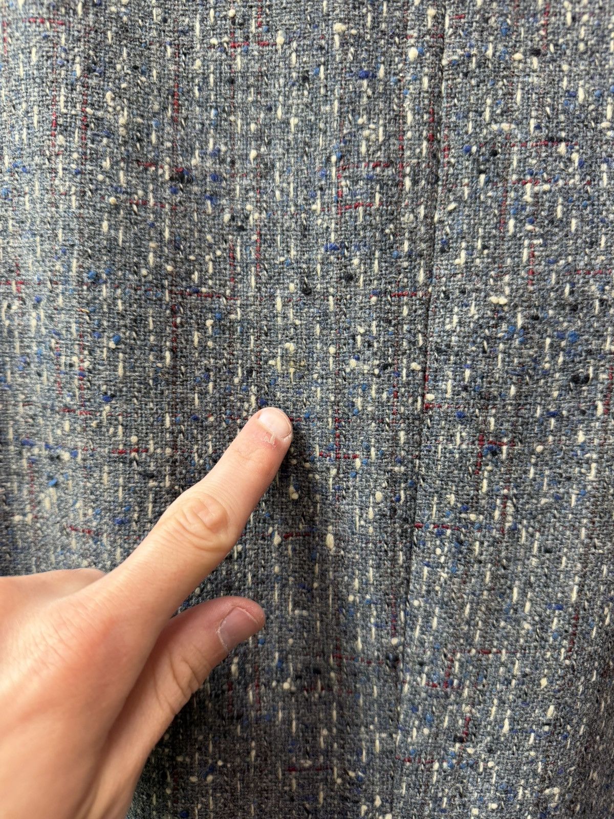 Vintage 50s Grey Black/Blue/Red Atomic Fleck Wool Rockabilly Jacket Size 44R - 9 Thumbnail