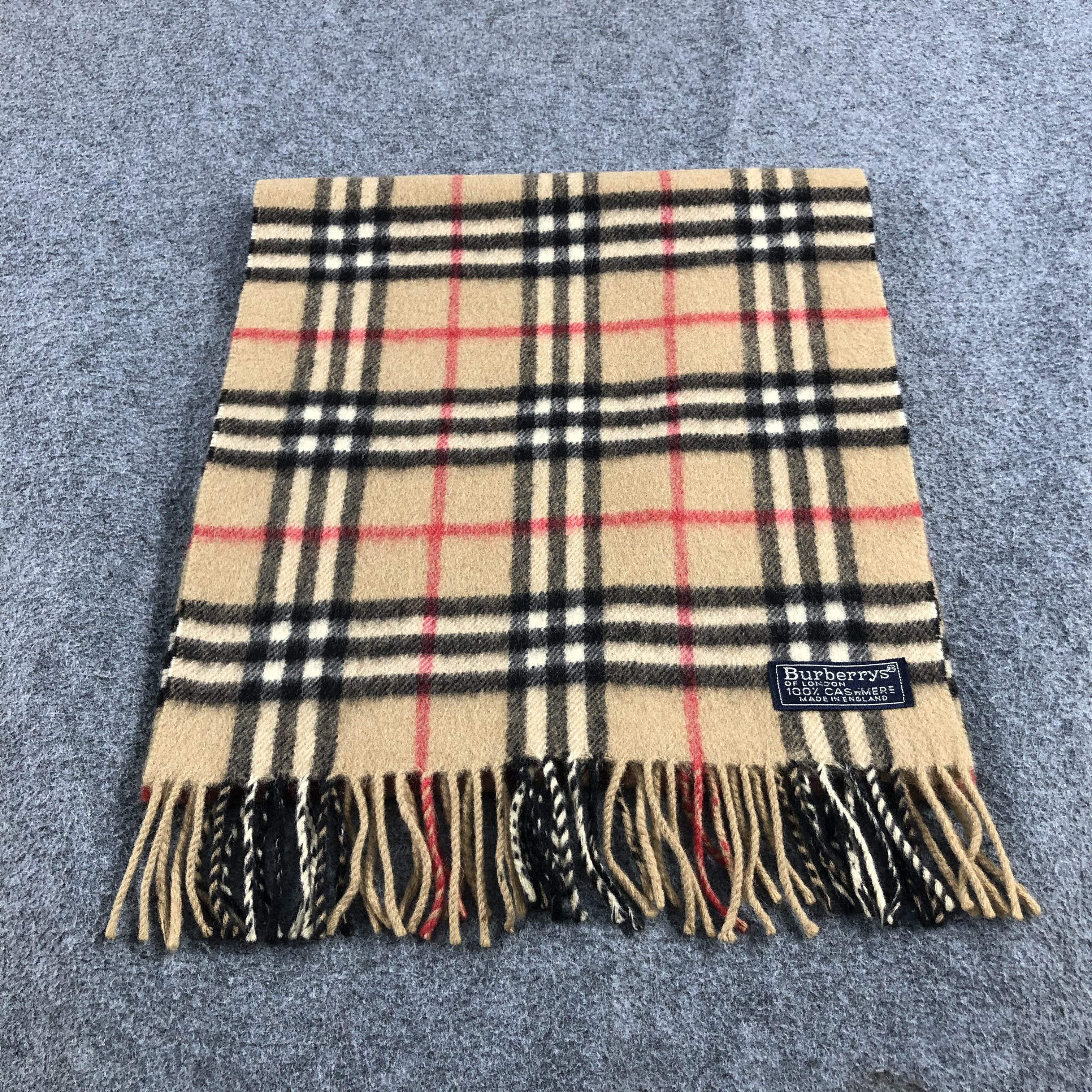 Burberry Burberrys Nova Check Tanned Cashmere Scarf Muffler V898 Size ONE SIZE - 2 Thumbnail