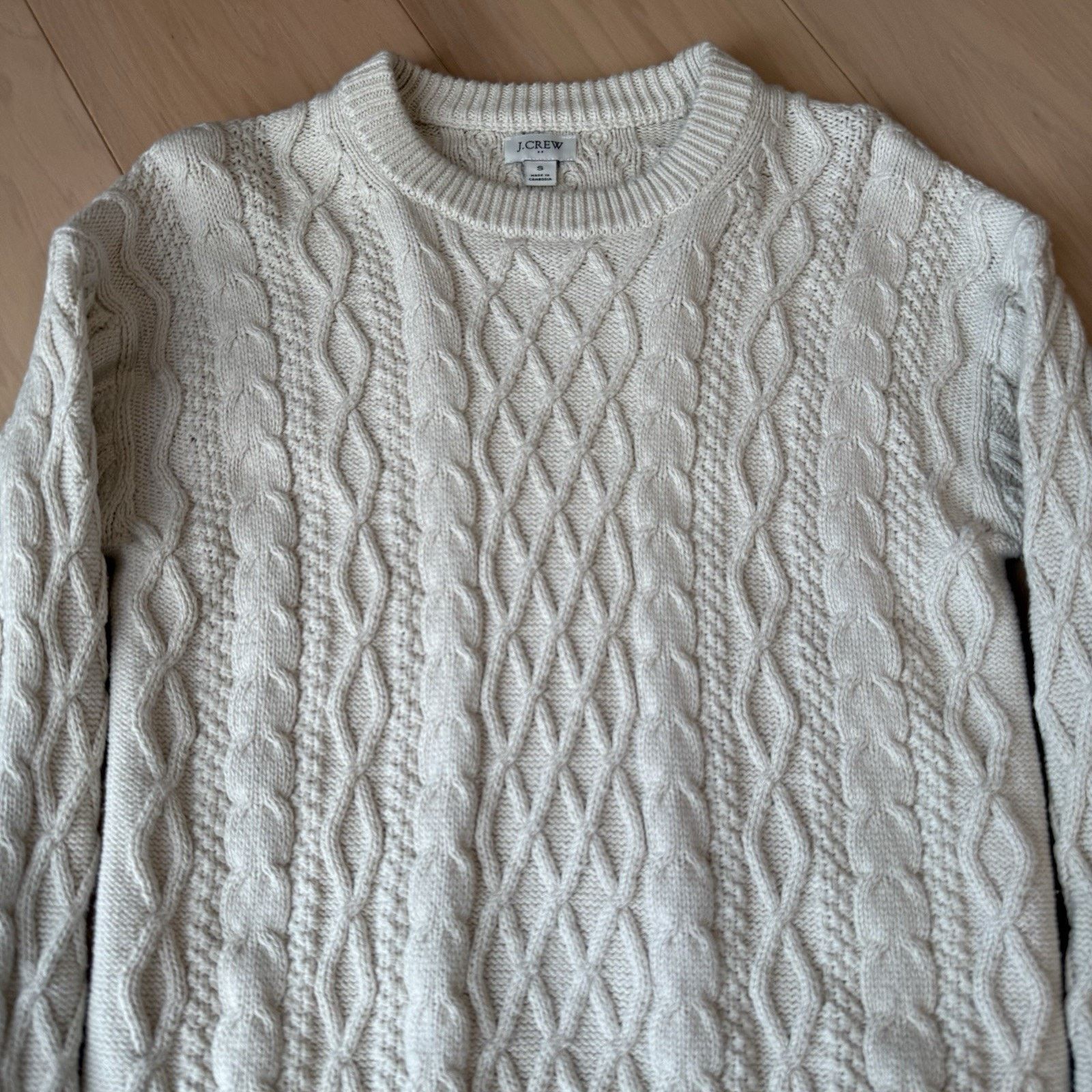 J.Crew J Crew Fisherman Sweater Women's Small Cream Cotton Cable Size S / US 4 / IT 40 - 3 Thumbnail