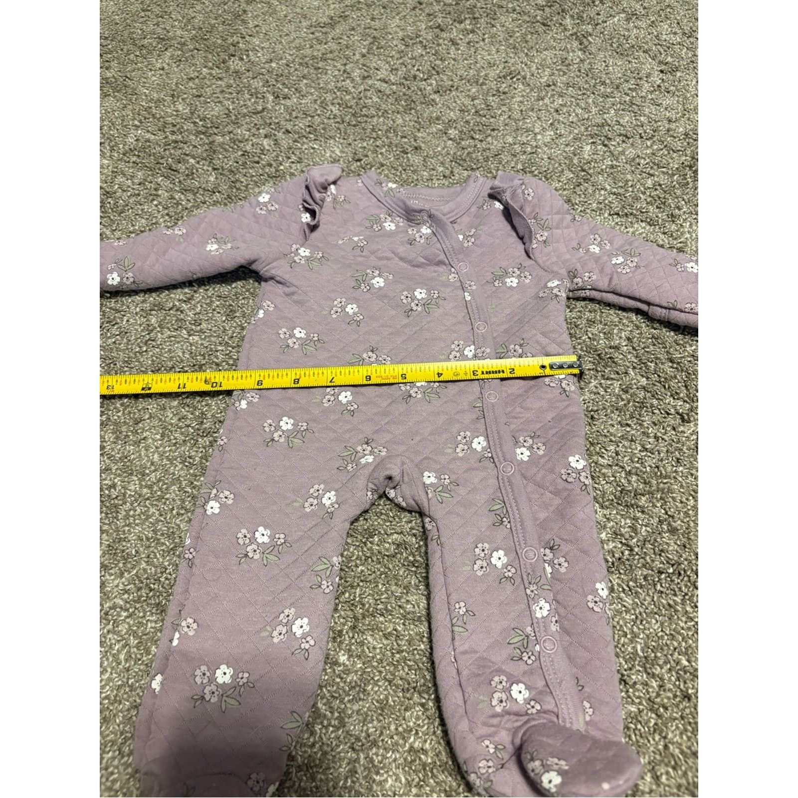 Badgley Mischka (Badgley Mischka) Quilted Purple Floral Romper:Size 0-3Month Size ONE SIZE - 7 Thumbnail