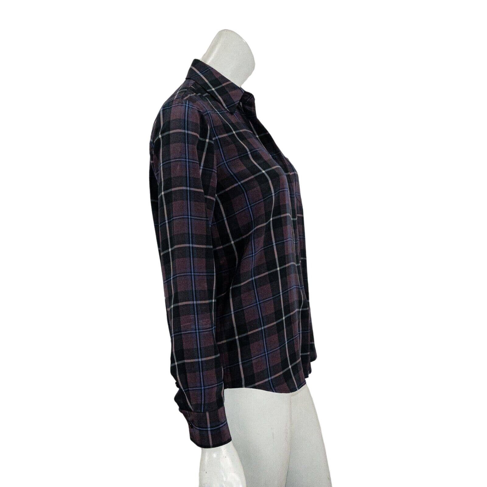 Other Jenni Kayne Silk Button up Blouse Maroon Blue Plaid Size XS / US 0-2 / IT 36-38 - 6 Thumbnail