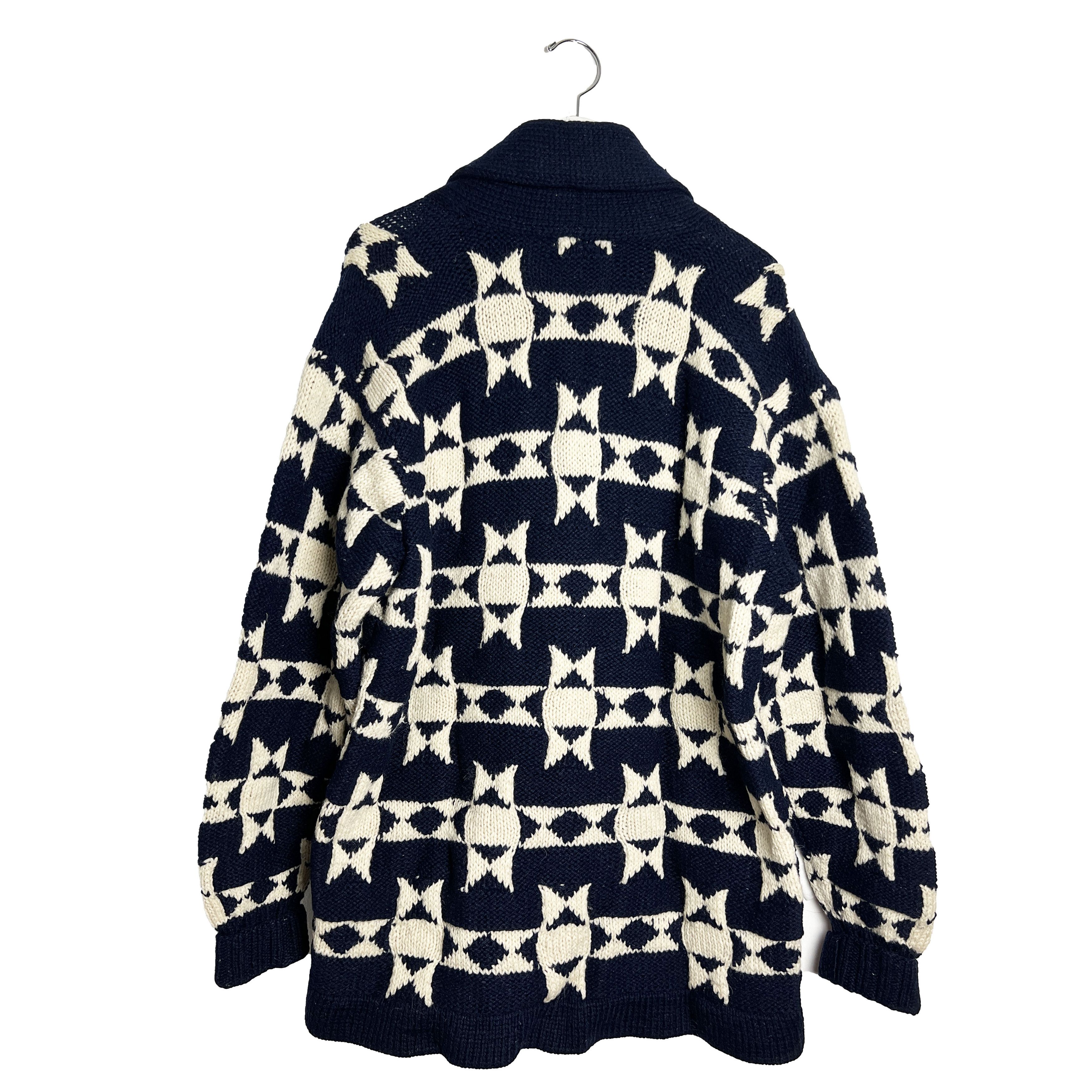 Ralph Lauren × Vintage Chunky Hand Knit Intarsia Cardigan Sweater Size US L / EU 52-54 / 3 - 2 Thumbnail