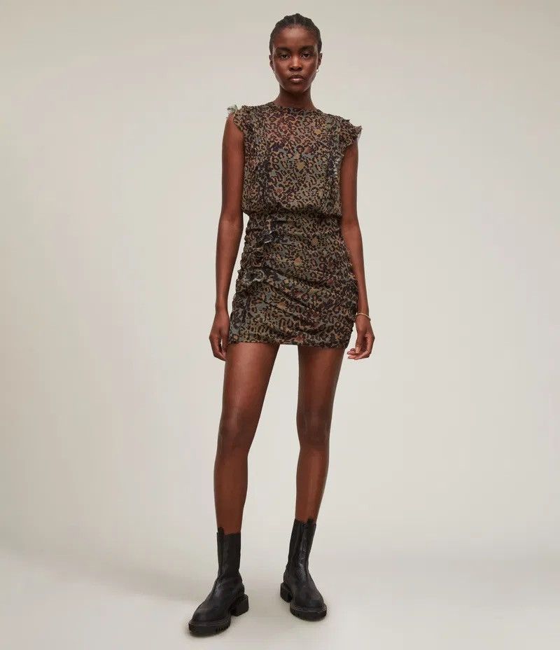 Allsaints Allsaints Hali Halftone Cheetah Ruffled Mini Dress US6 EU38 Size M / US 6-8 / IT 42-44 - 9 Thumbnail