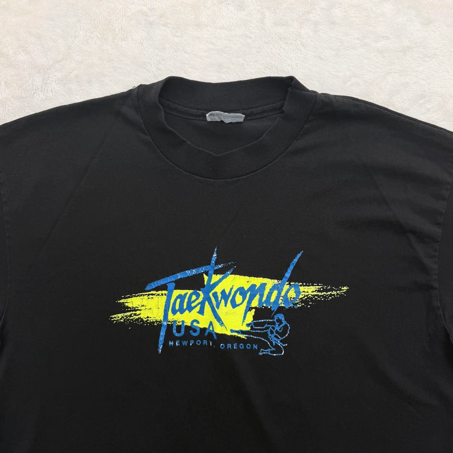 Hanes VINTAGE Hanes Taekwondo USA Shirt Mens Large Black Newport Oregon TKD 80s Size US L / EU 52-54 / 3 - 2 Thumbnail