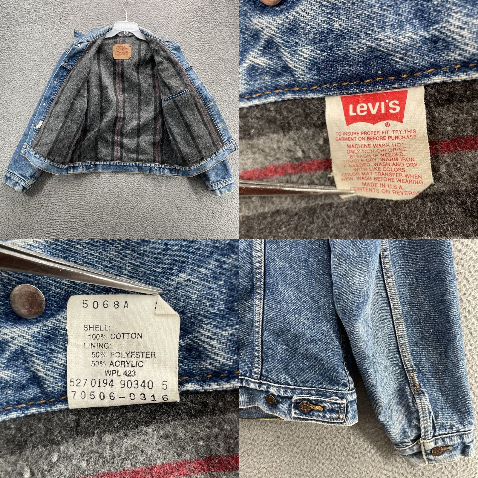 Levi's VINTAGE Levi's Trucker Jean Jacket Men's 42 Flannel Lined Thermal Workwear 90's USA Size US 42 / EU 58 - 8 Thumbnail