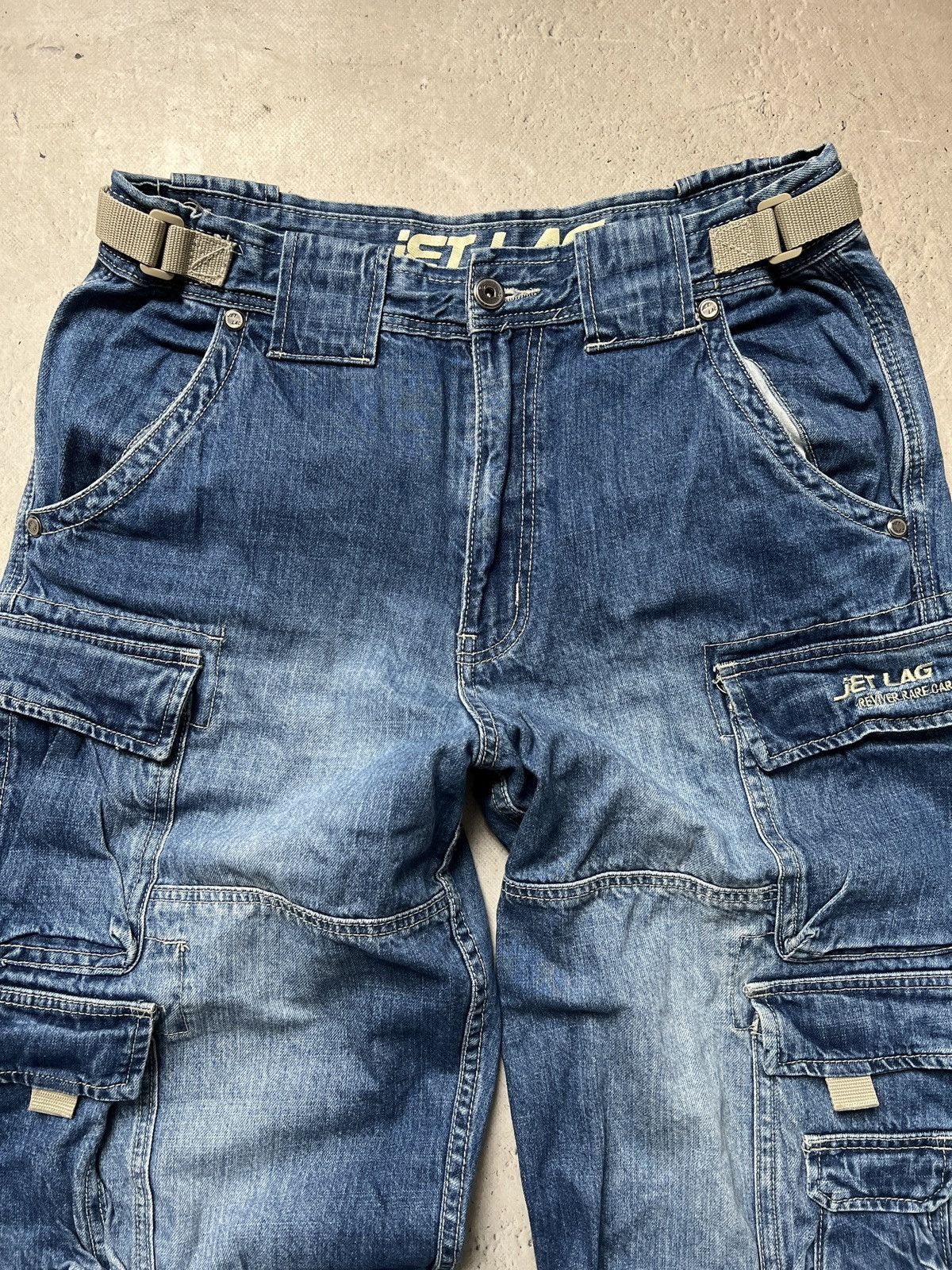 Jet Lag Japanese denim baggy wide leg jnco style cargo pants y2k Size US 34 / EU 50 - 3 Thumbnail