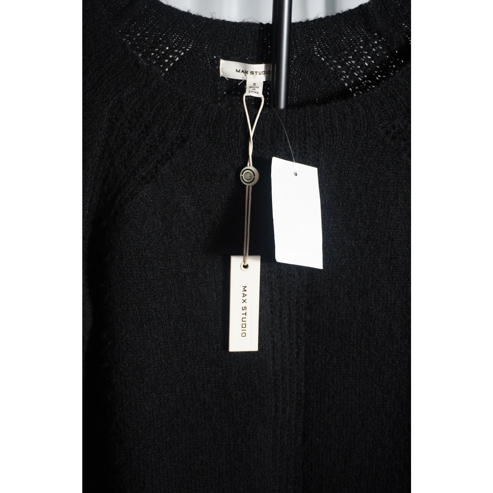 MAX&Co. Max Studio Black Knit Sweater Dress Long Sleeve Crew Neck Size S / US 4 / IT 40 - 4 Thumbnail