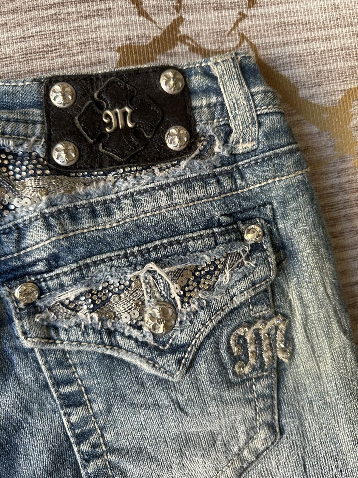 Miss Me FLARE Miss Me Distressed Swaroski Design Jeans Size 28" / US 6 / IT 42 - 22 Thumbnail