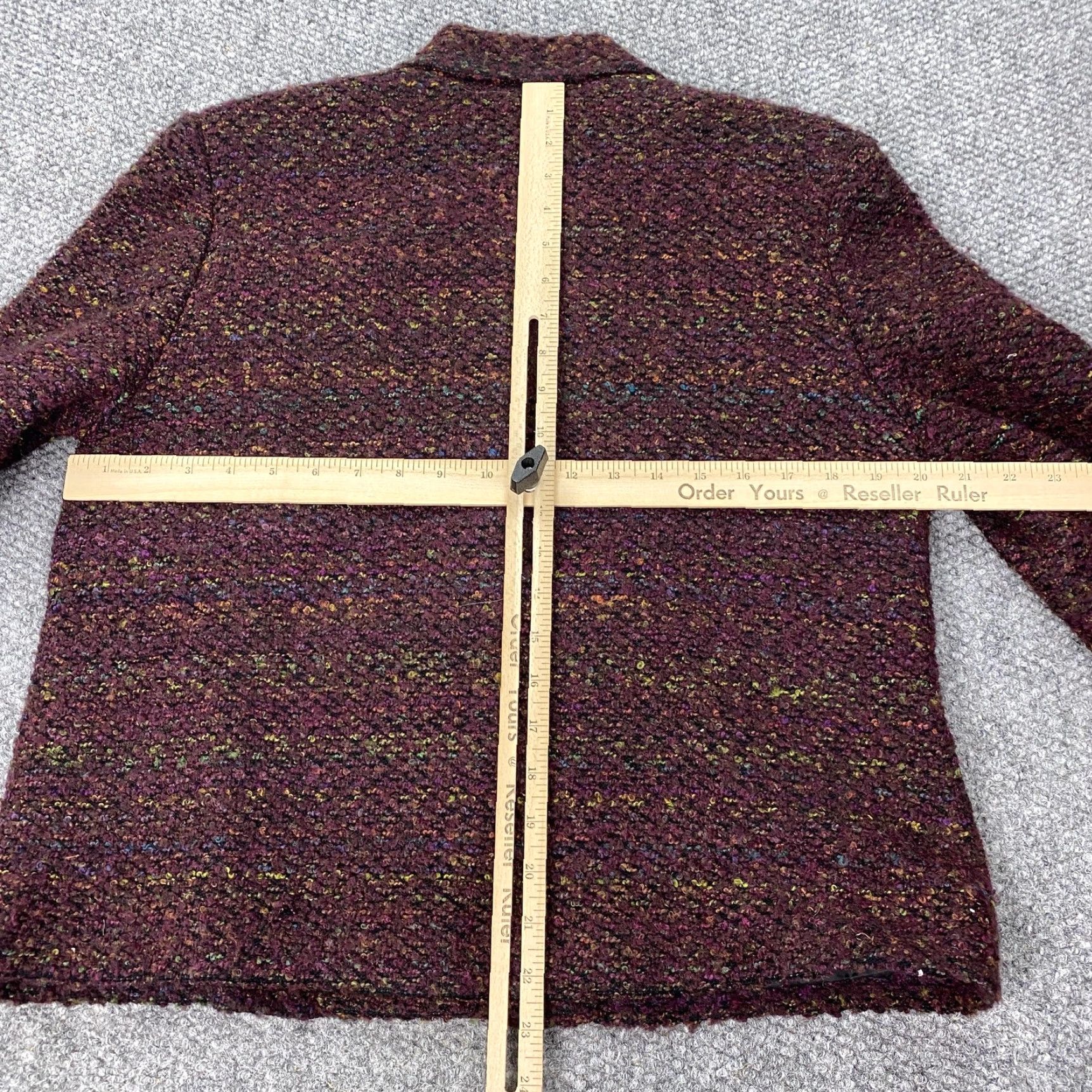 Vintage Sag Harbor Blazer Womens 12P Petite Jacket Burgundy Bouclé Lined Button Flecked Tweed Suit Style Professional Womens? Size XL / US 12-14 / IT 48-50 - 7 Thumbnail