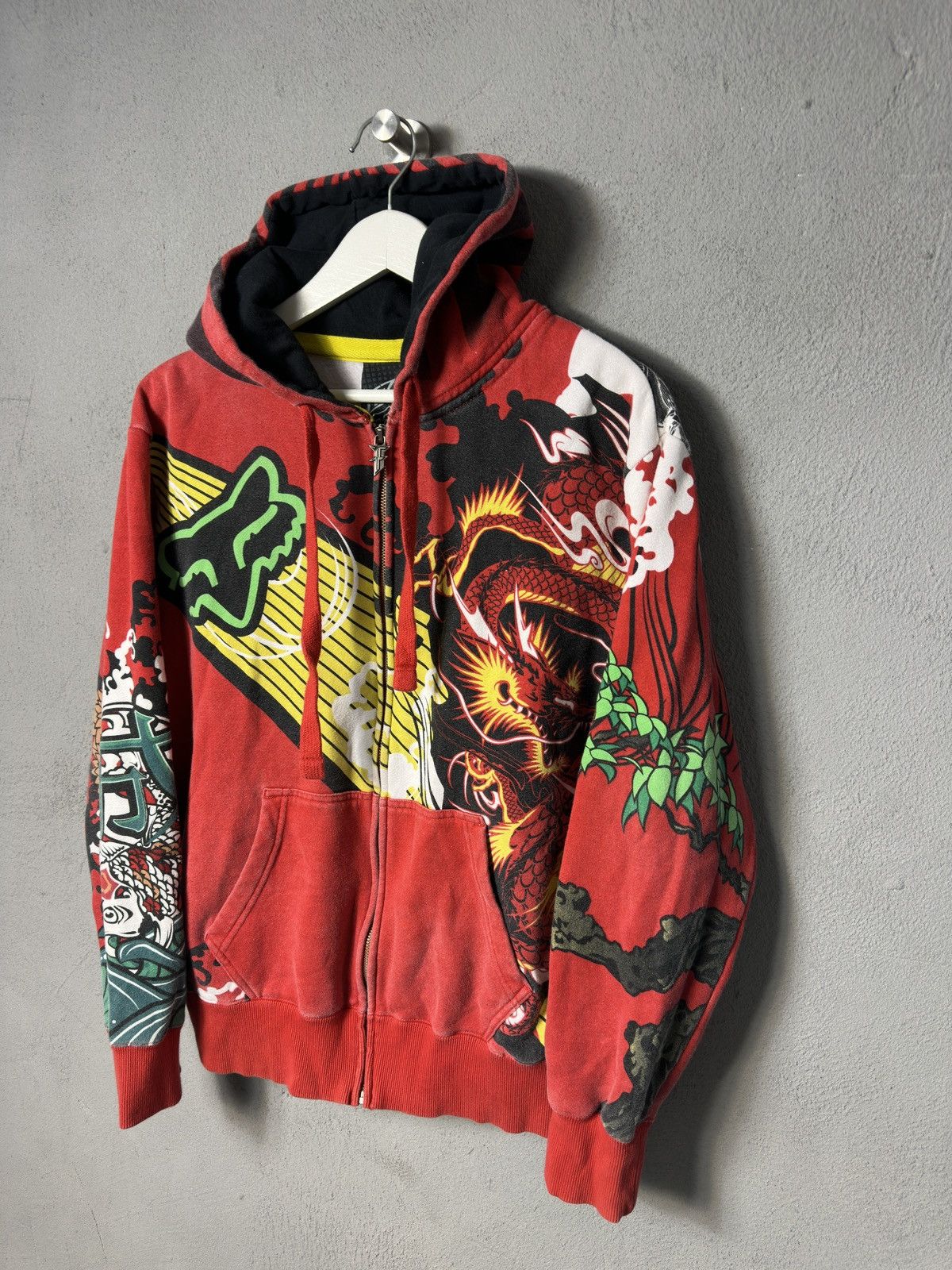 Fox Racing 🔥Vintage Fox Racing Dragon Print Ed Hardy Style Hoodie Japan Size US M / EU 48-50 / 2 - 2 Thumbnail