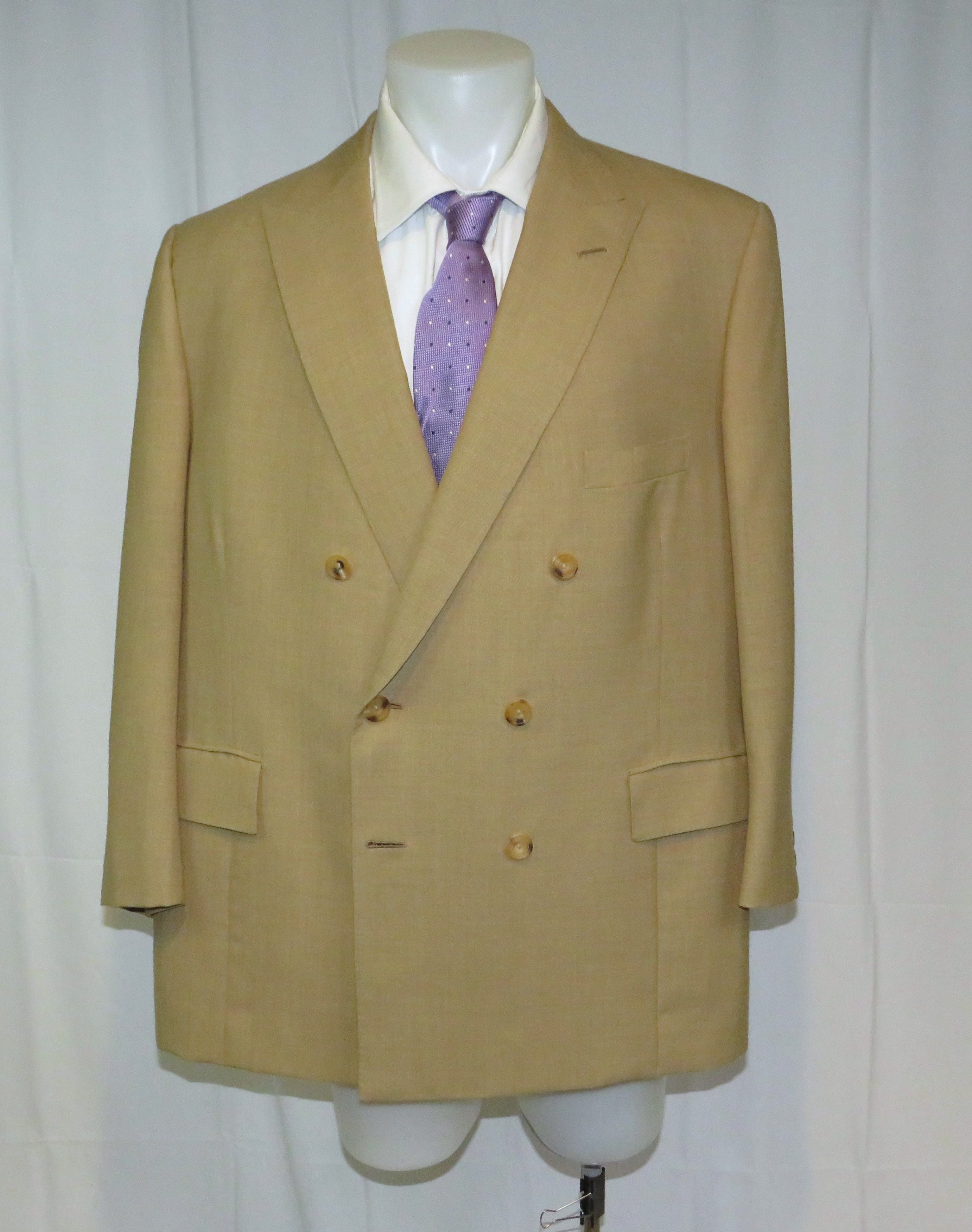 Henry Poole Bespoke Beige Hopsack Double Breasted Sport Coat 46R Size 46R - 1 Thumbnail