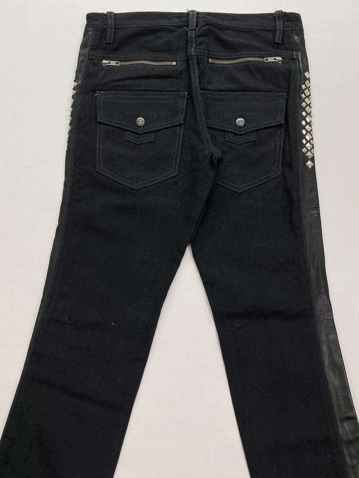 Japanese Brand Mononofu Teru Nakano Leather Side Studded Denim Size US 30 / EU 46 - 5 Thumbnail