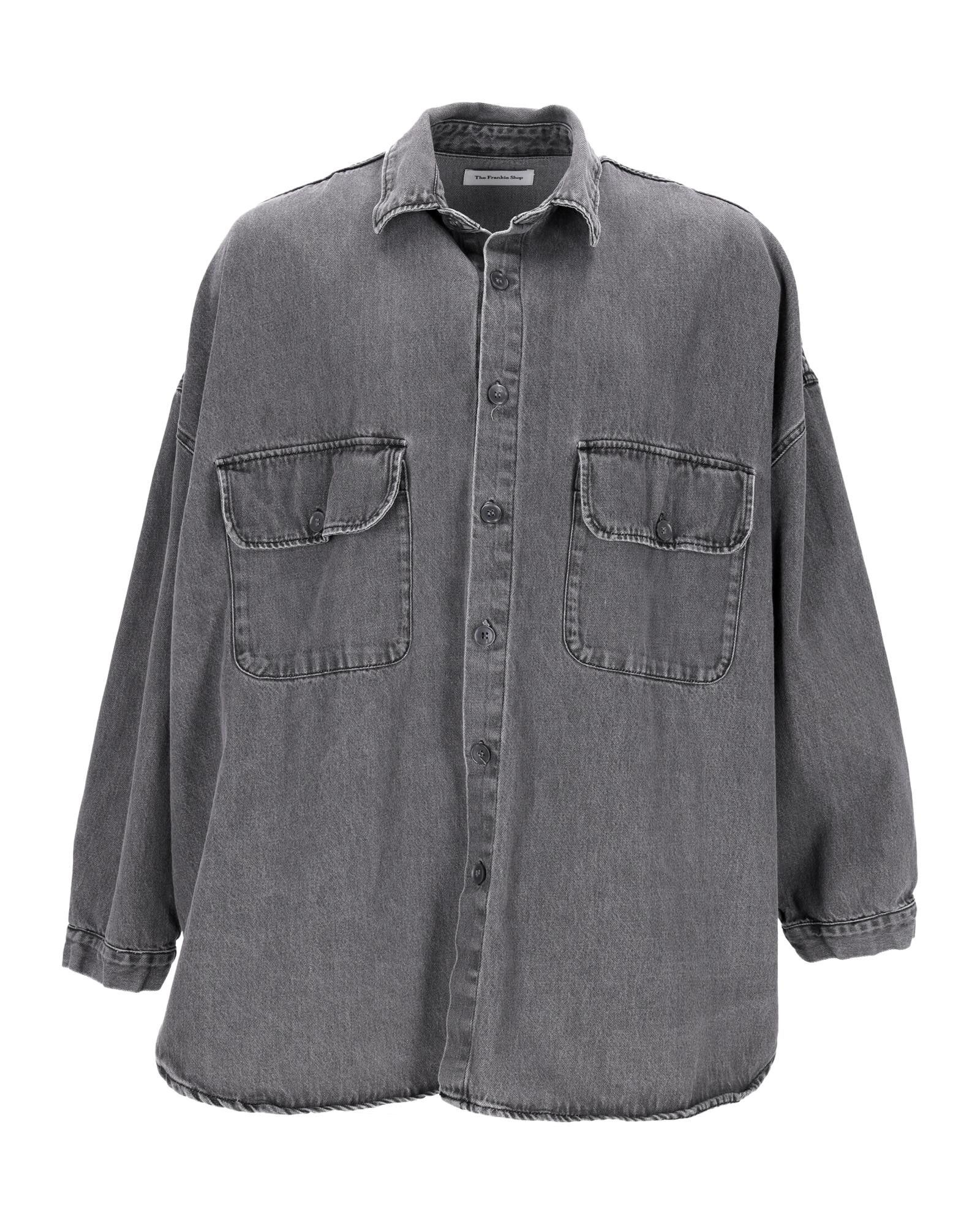 image of Frankie Shop Grey Cotton Overshirt By Franke Shop, Men's (Size Medium)