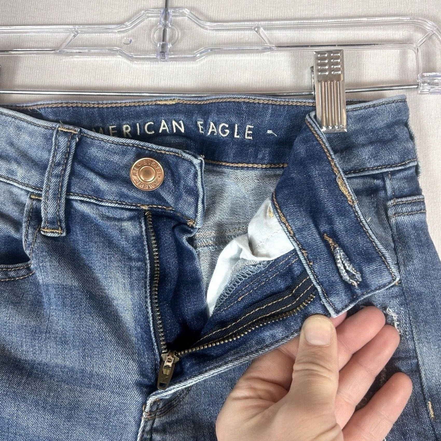 American Eagle Outfitters American Eagle Hi-Rise Jegging Jeans Women’s 00 Short Blue Next Level Stretch AE Size 25" / US 0 / IT 36 - 2 Thumbnail