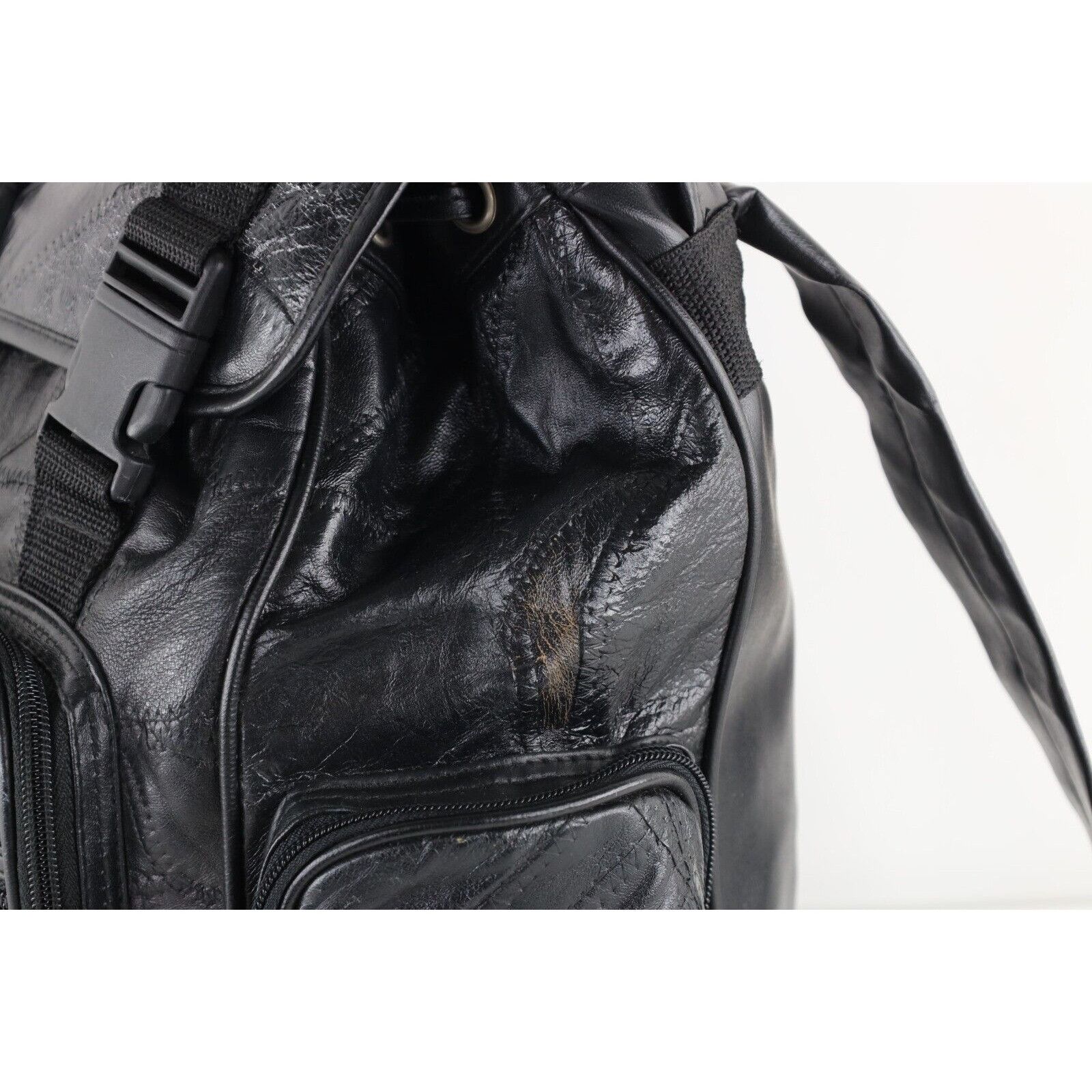 Vintage Vintage 90s Streetwear Patchwork Leather Toploader Rucksack Size ONE SIZE - 5 Thumbnail