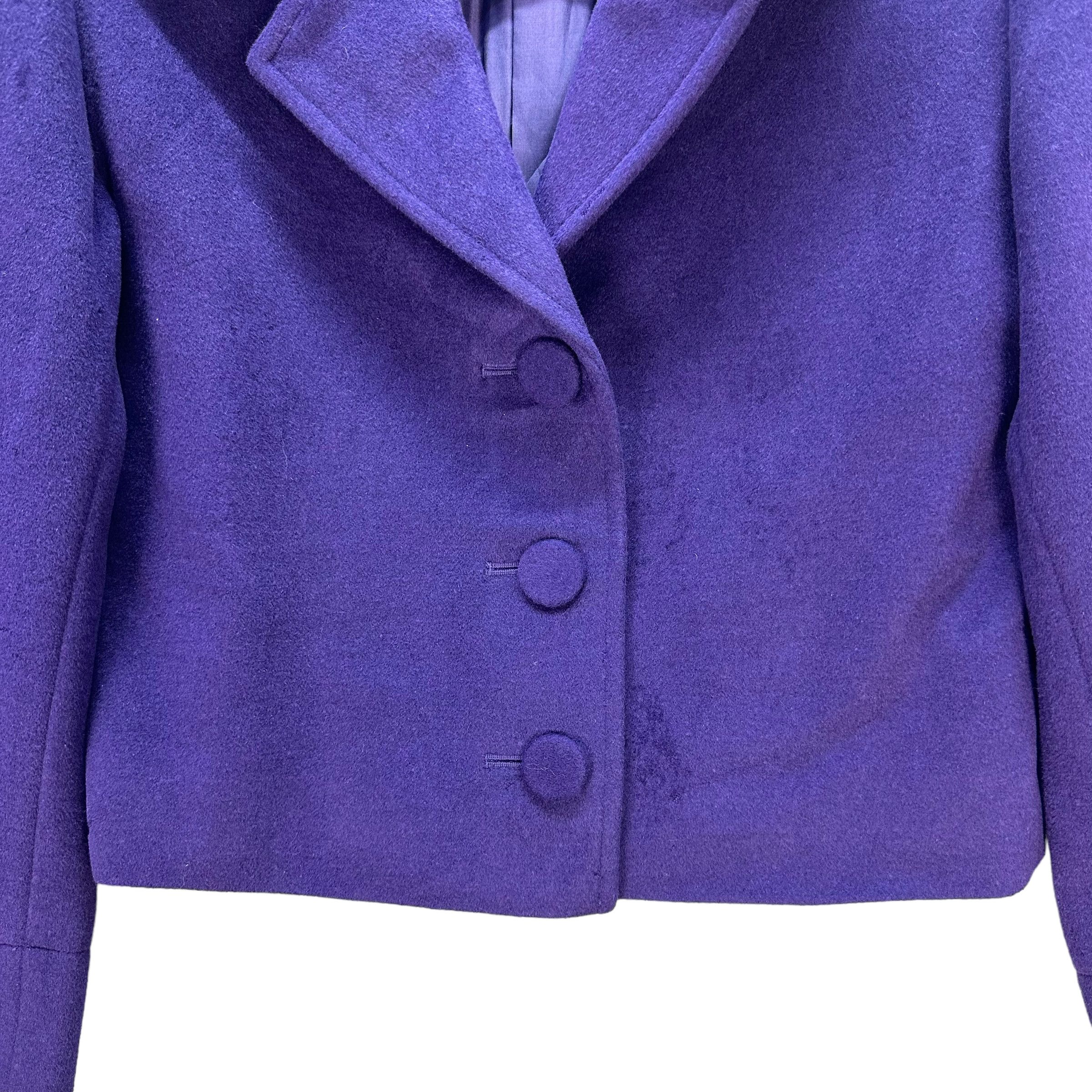 agnes b. AGNES B PARIS PURPLE WOOL CROPPED JACKET #7584-155 Size S / US 4 / IT 40 - 3 Thumbnail