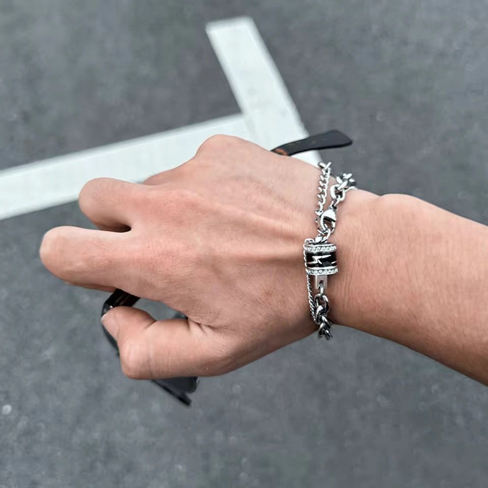 Jewelry Double-Layer Chain Bracelet - Stainless Steel & Zircon ⛓️ Size ONE SIZE - 1 Thumbnail