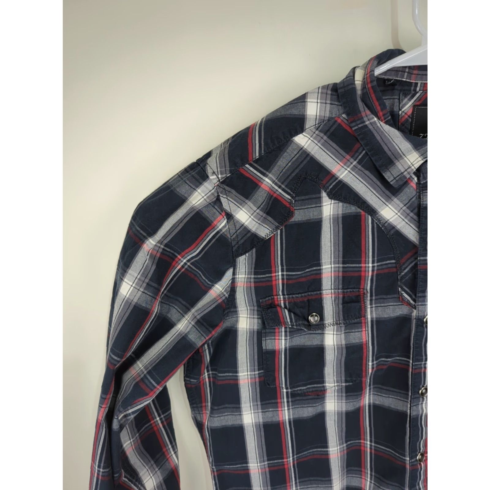 Vintage 7 Diamonds Mens XL Pearl Snap Western Shirt Long Sleeve Black Plaid Embroidered Size US XL / EU 56 / 4 - 6 Thumbnail