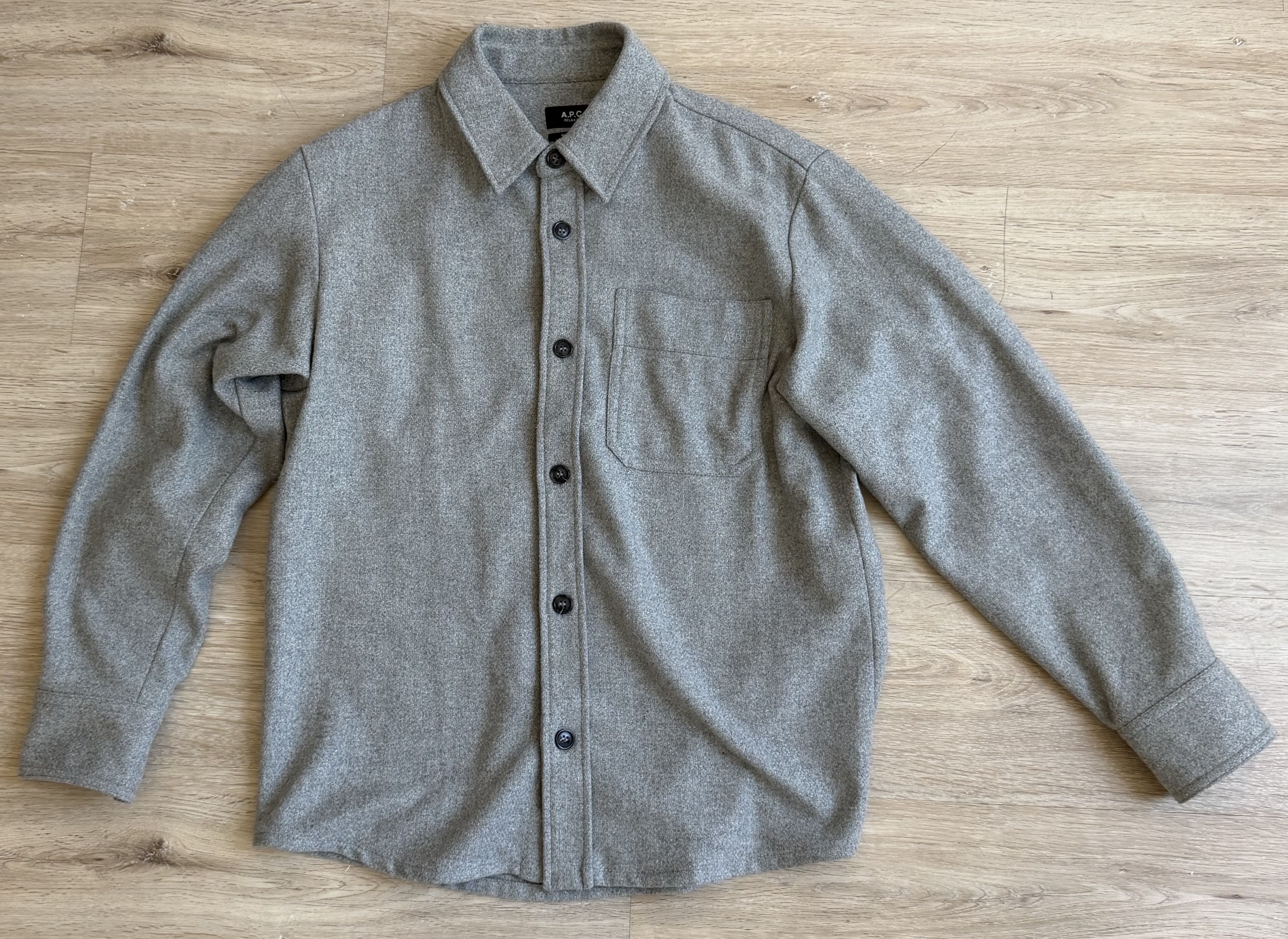 A.P.C. A.P.C. Basile Wool Overshirt - Gray - Size Medium Size US M / EU 48-50 / 2 - 1 Thumbnail