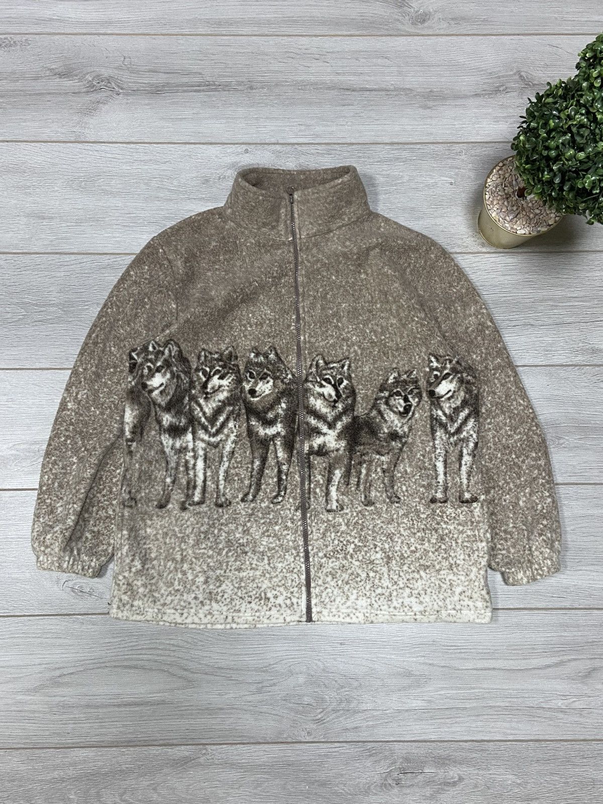 Vintage Wolves 🐺 vintage fleece all over zip atlas Size US L / EU 52-54 / 3 - 1 Thumbnail