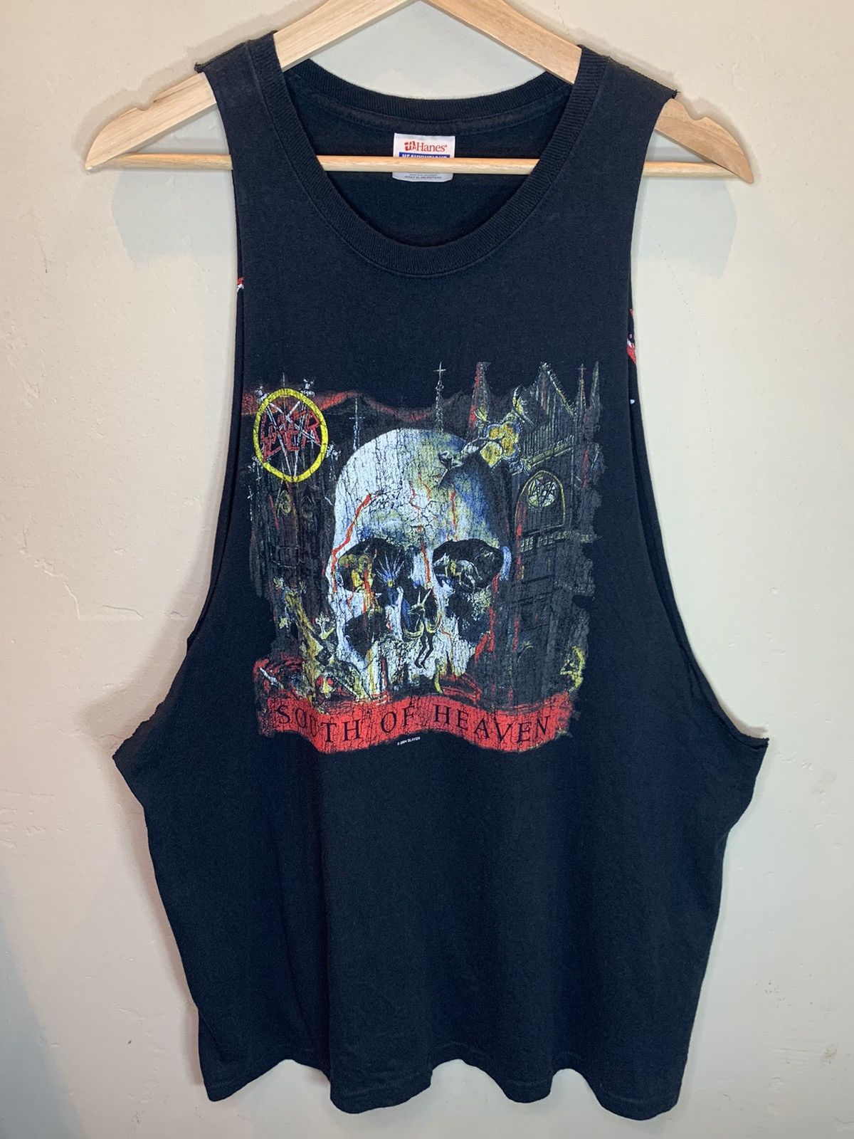 Slayer RARE Vintage Slayer South Of Heaven World Sacrifice Tank Top Size US XL / EU 56 / 4 - 1 Thumbnail