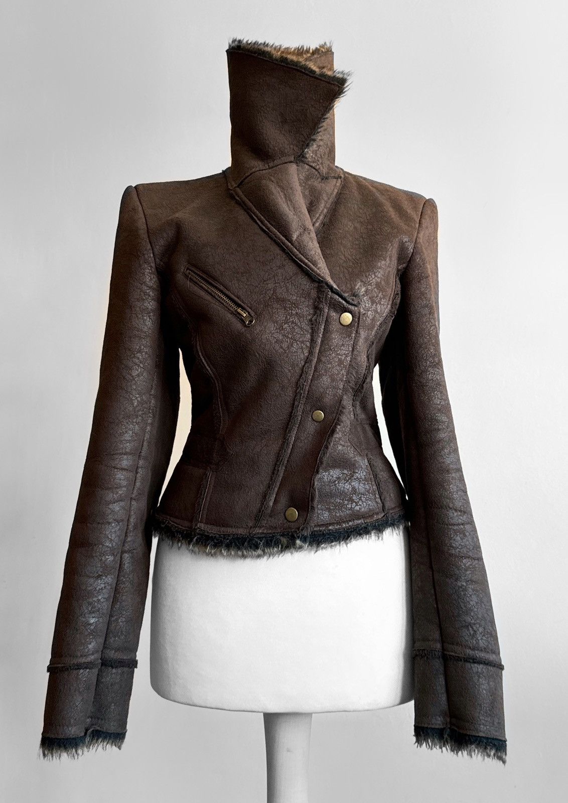 Vintage Vintage asymmetric avant-garde biker moto pirate jacket Size S / US 4 / IT 40 - 3 Thumbnail