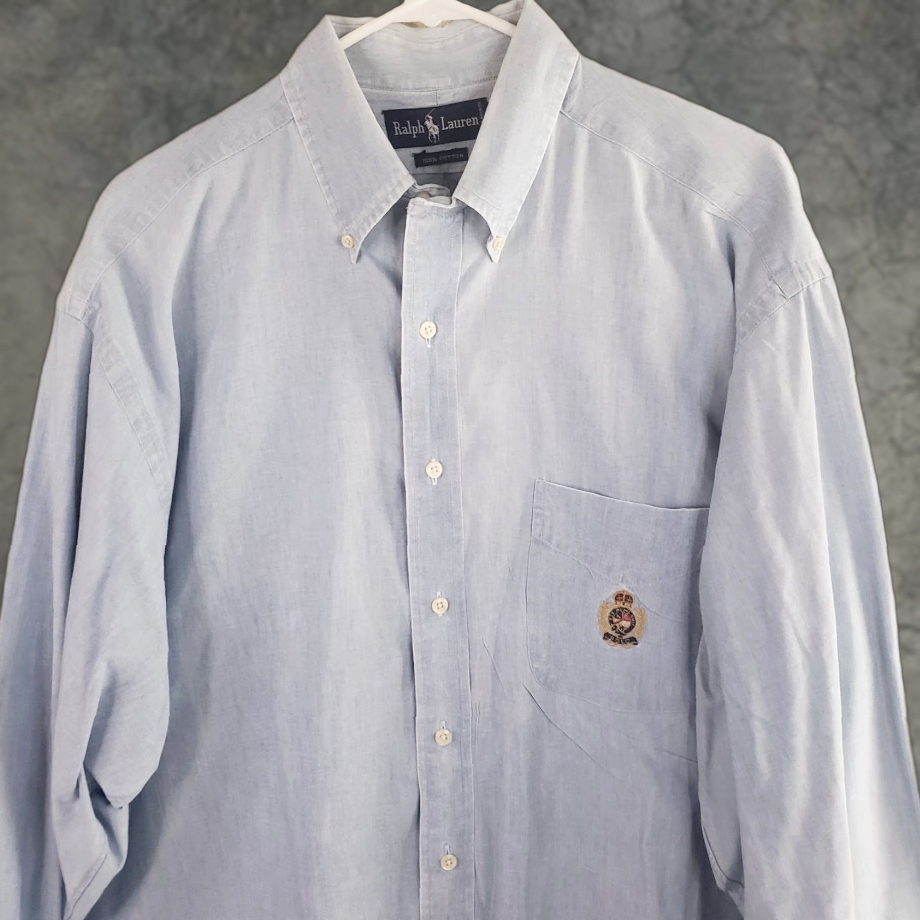 Polo Ralph Lauren Polo Ralph Lauren Shirt Men XL Blue Chambray Long Sleeve Pocket Logo Cotton Size US XL / EU 56 / 4 - 1 Thumbnail
