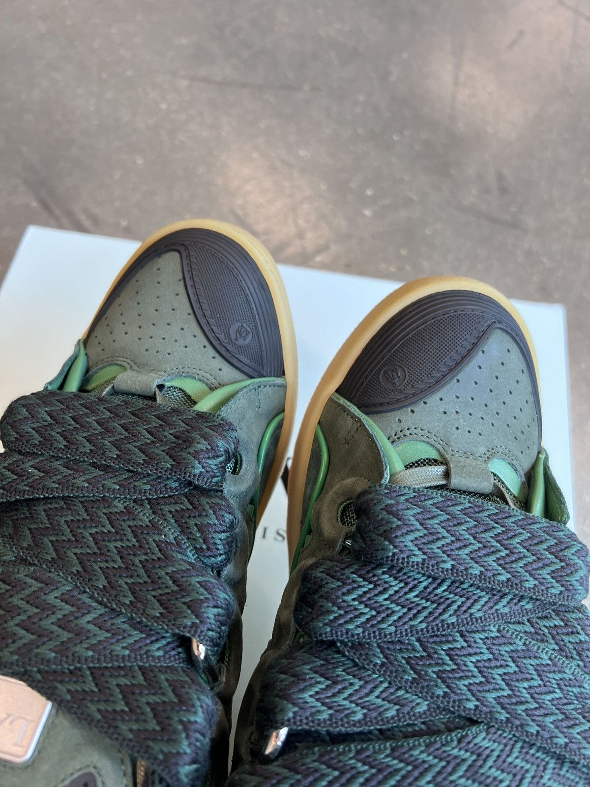 Lanvin Lanvin Green Leather Curb Sneakers Size 41 / 8 Size US 8 / EU 41 - 5 Thumbnail