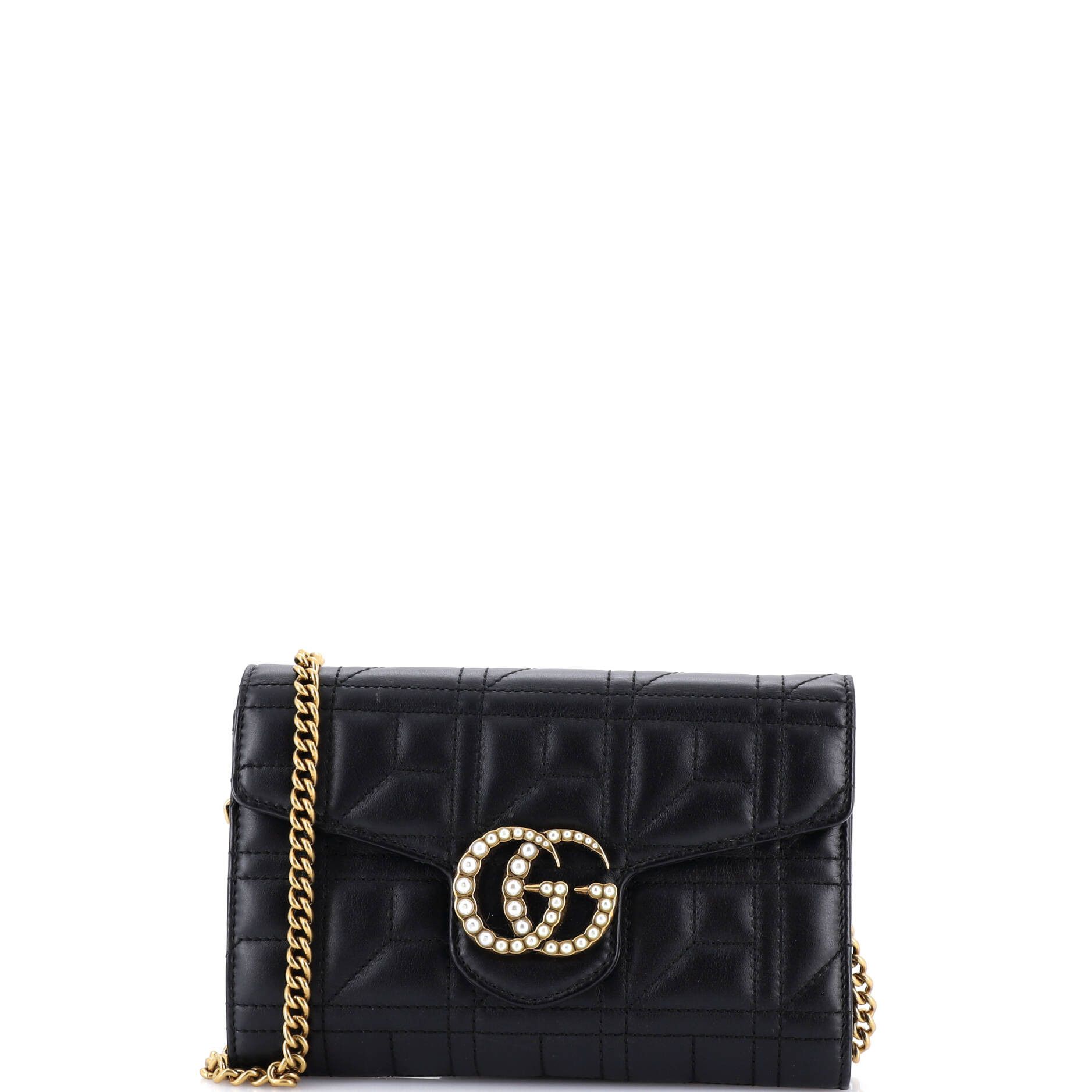 Gucci Pearly GG Marmont Chain Wallet Size ONE SIZE - 1 Thumbnail