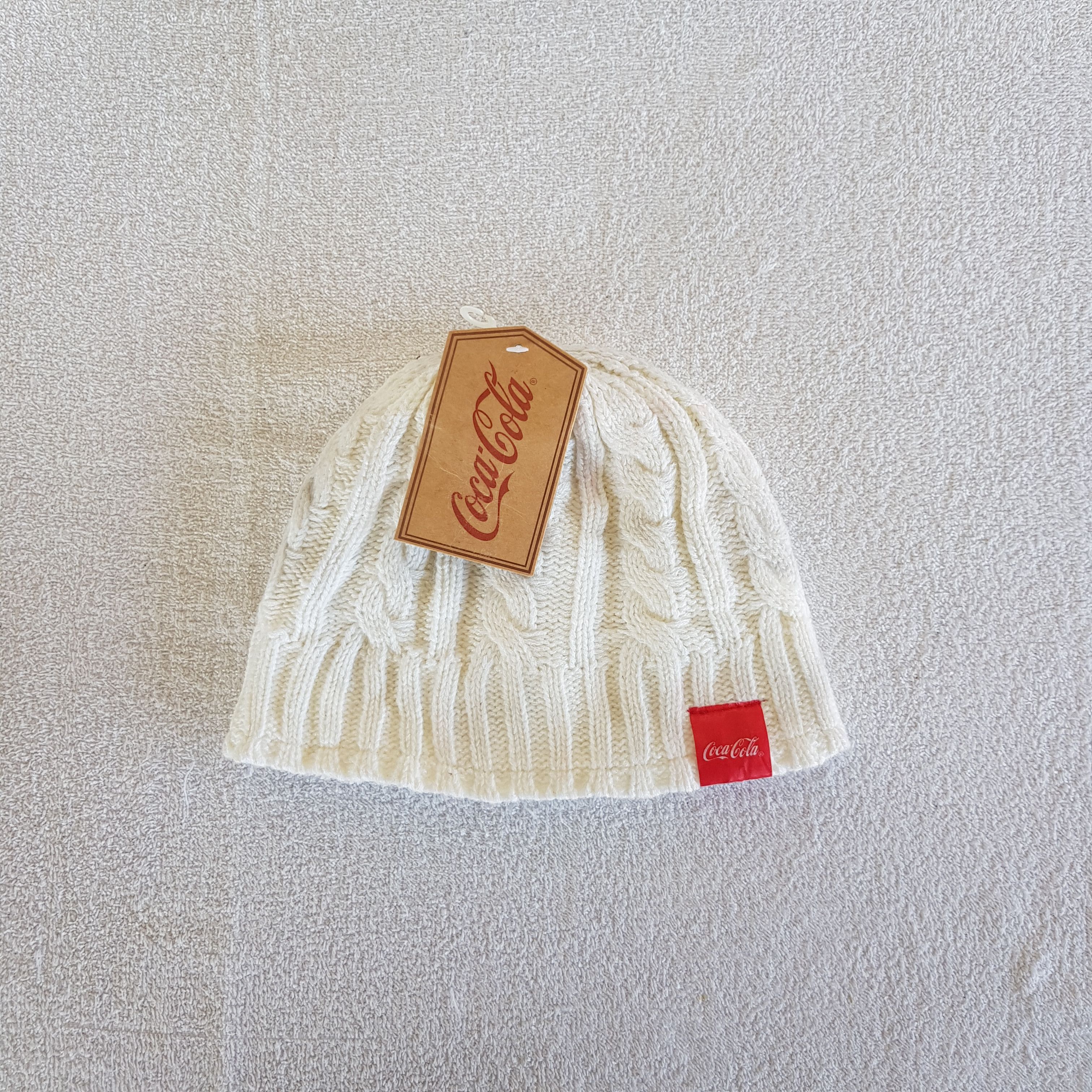 Coca Cola NWT Vintage Coca Cola Beanie Coke Cable Knit Snow Caps Hats Size ONE SIZE - 5 Thumbnail