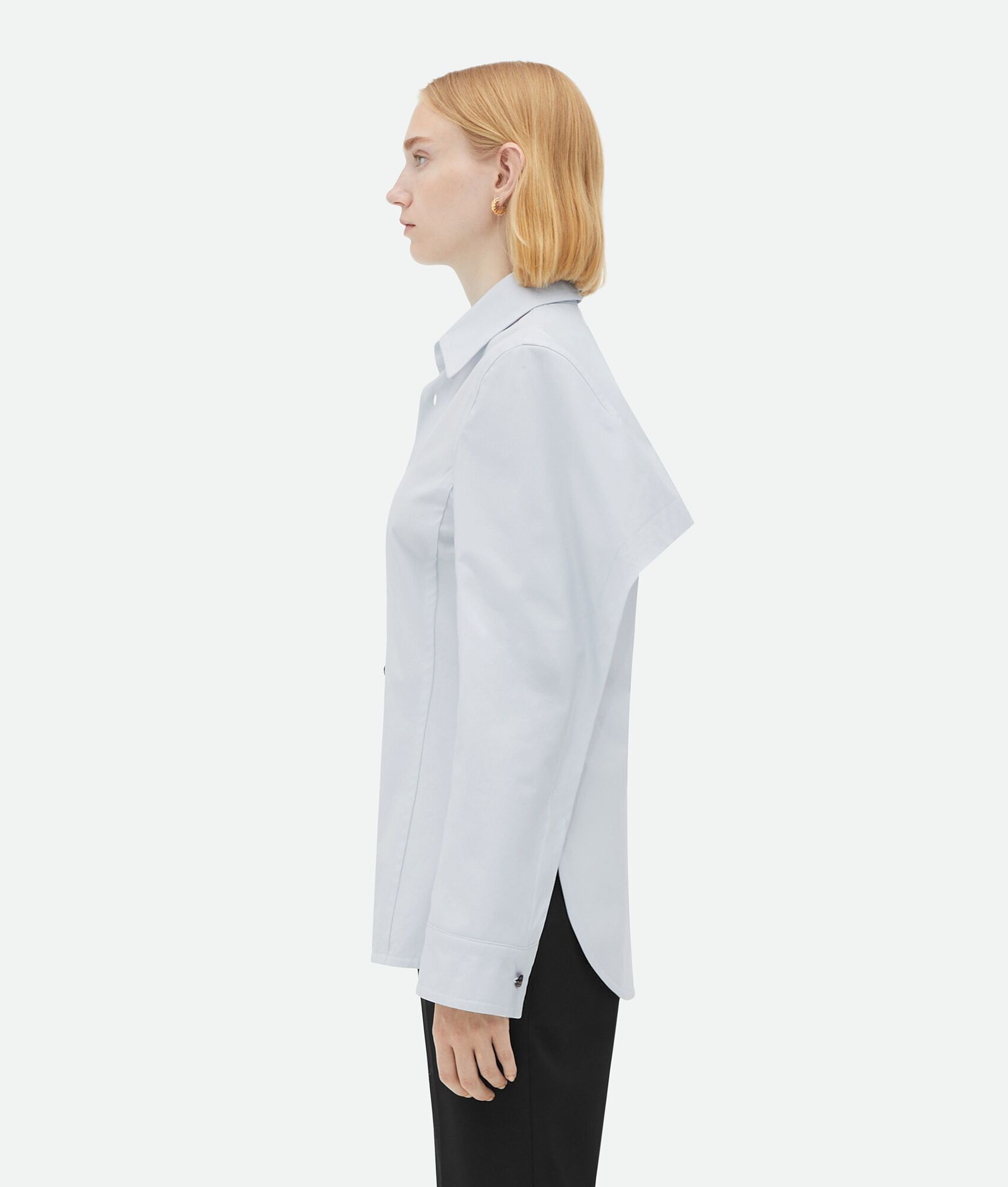 Bottega Veneta o1bcso1str0225 Cotton Shirt With Storm Flap in Morning Mist Size XS / US 0-2 / IT 36-38 - 2 Thumbnail
