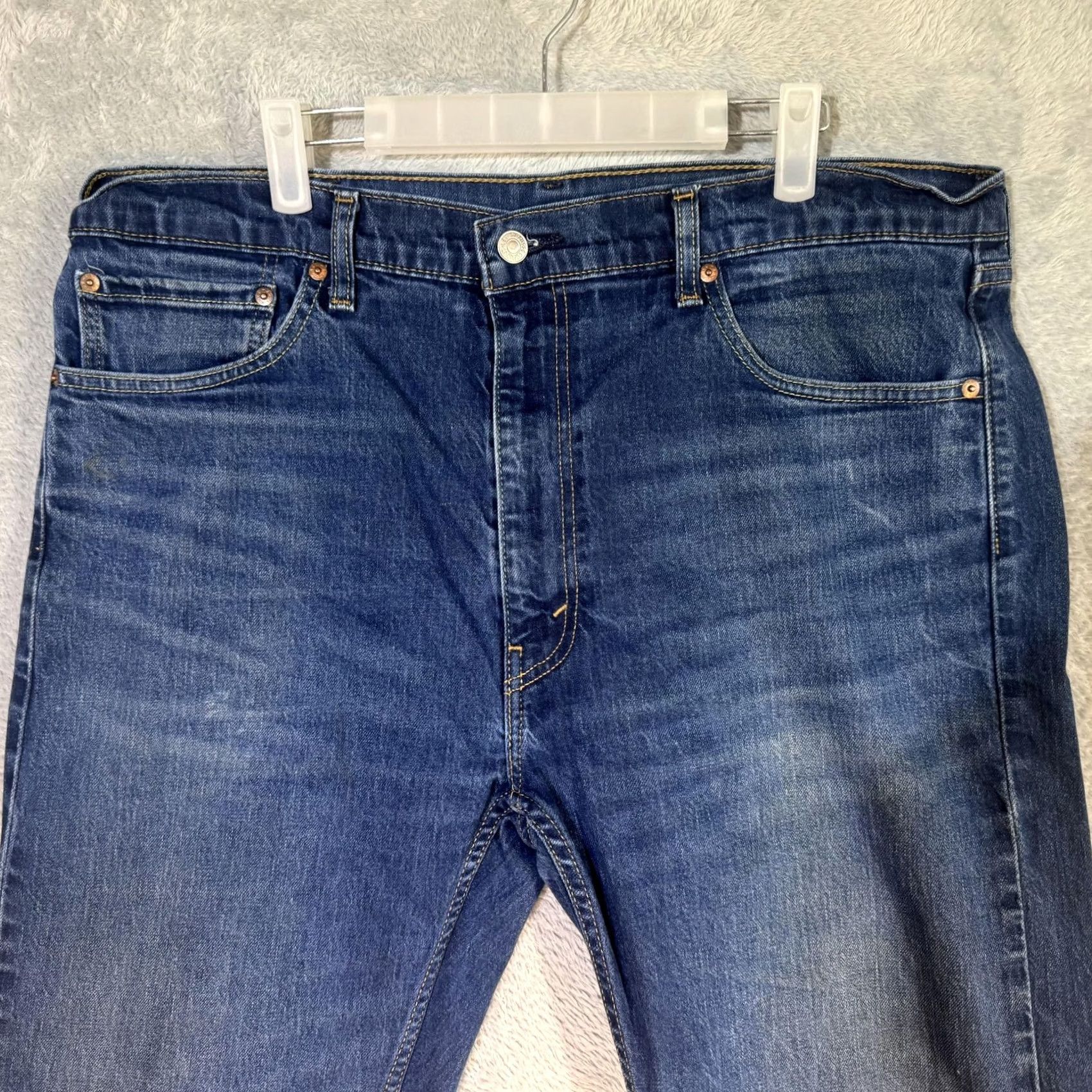 Levi's Levi's 505 Jeans Mens 40x32 Blue Medium Wash Straight Denim Mid Rise Regular Fit Long Inseam 32" Size US 40 / EU 56 - 3 Thumbnail