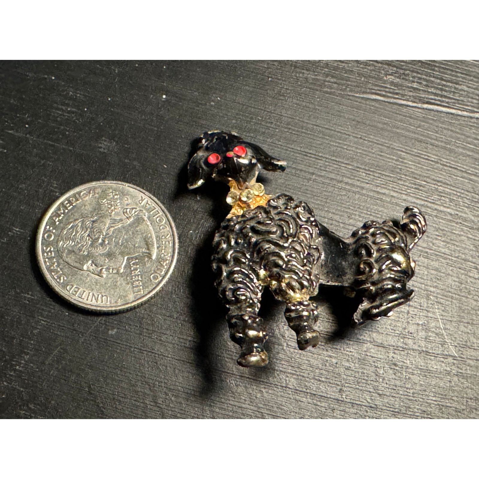 Other Vintage Poodle Brooch w/ Rhinestone Eyes & Collar Size ONE SIZE - 4 Thumbnail