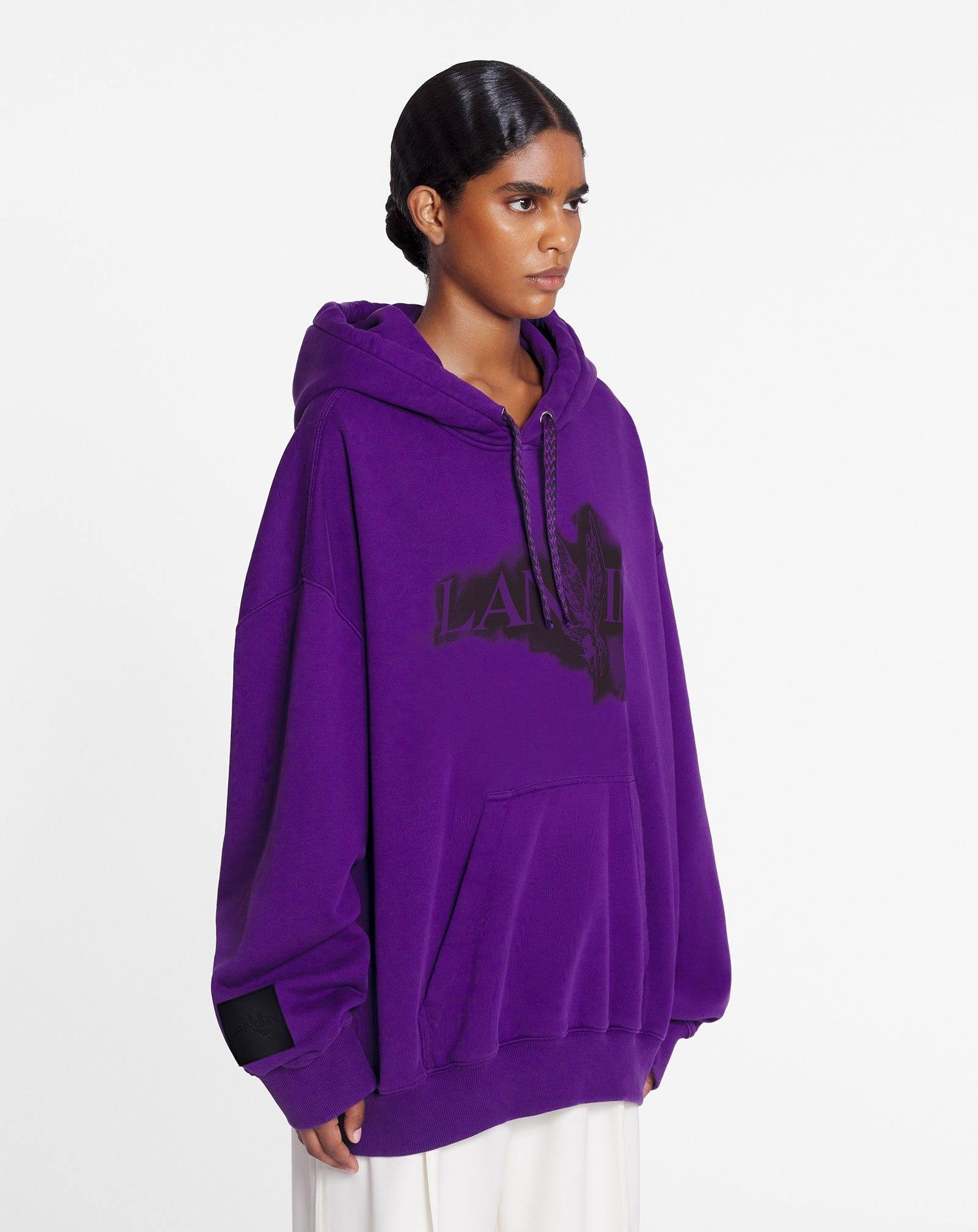 Lanvin o1mle0825 Unisex Baggy Eagle Print Hoodie in Purple Size US L / EU 52-54 / 3 - 3 Thumbnail