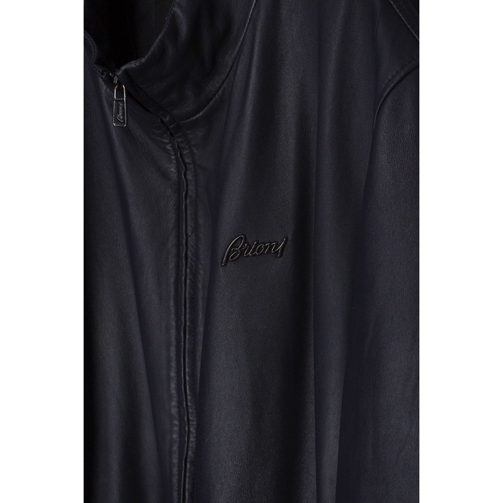Brioni Brioni dark blue leather jacket Size US XL / EU 56 / 4 - 4 Thumbnail
