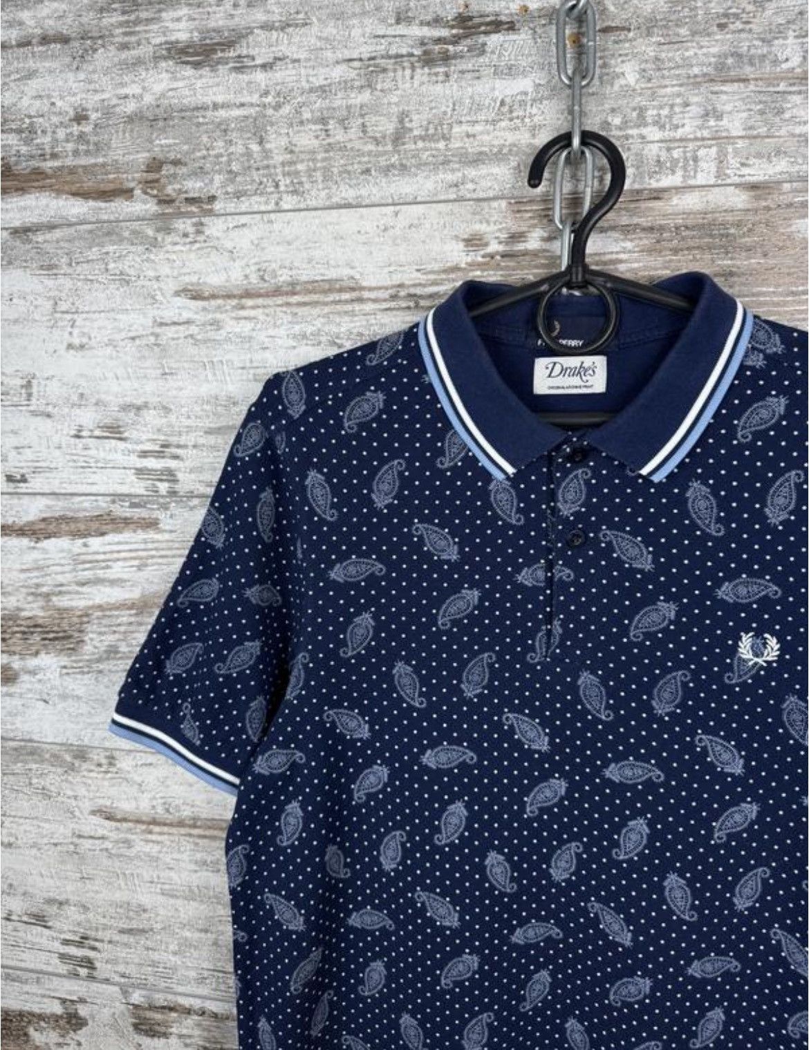 Drake's Drake’s x Fred Perry Paisley Polo T Shirt Mens M Blue Size US M / EU 48-50 / 2 - 3 Thumbnail