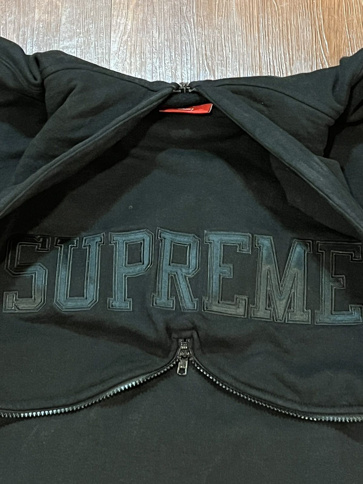 Hypebeast Supreme Split Hood Zip Up Sweater FW16 Black Rare Hoodie Size US L / EU 52-54 / 3 - 5 Thumbnail