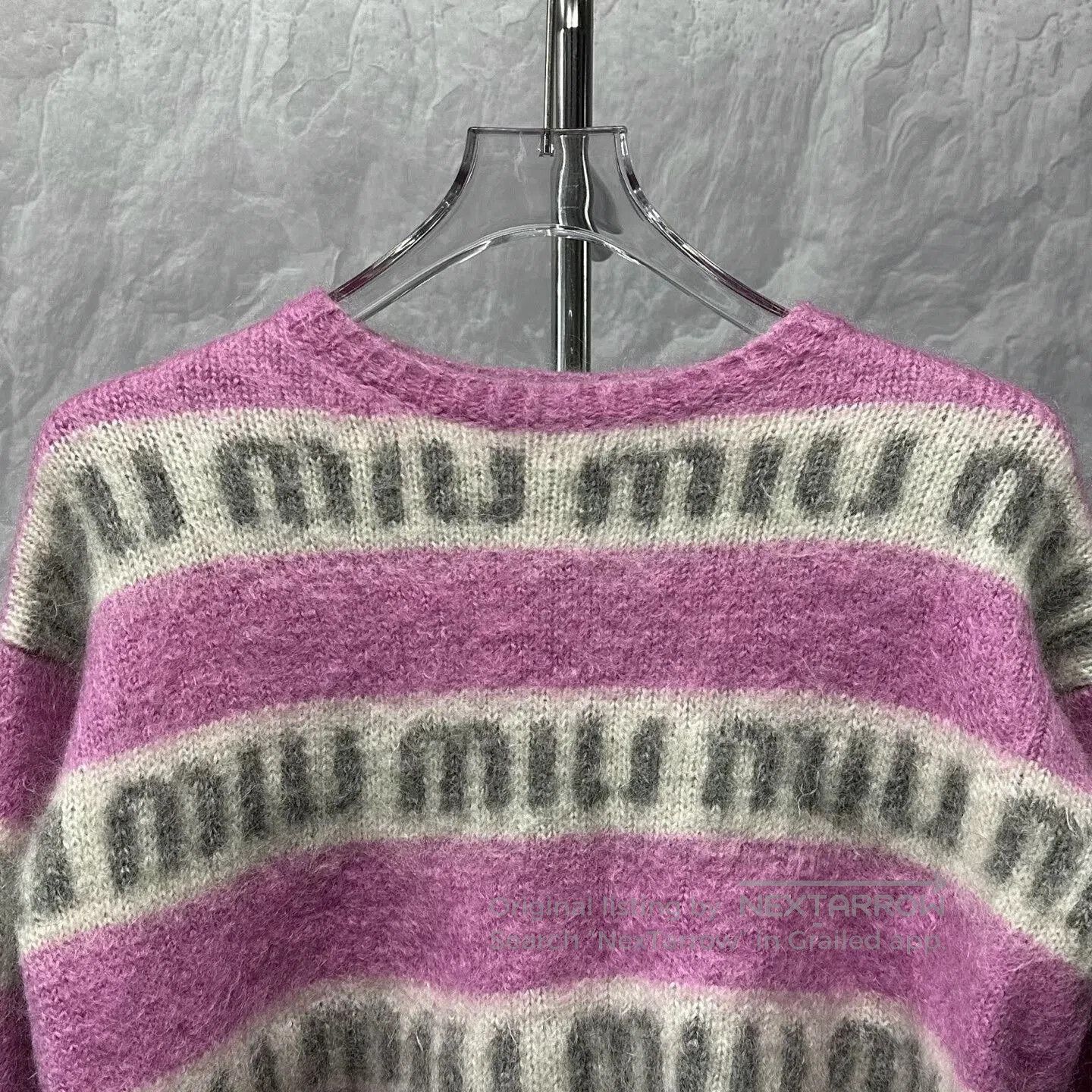 Miu Miu miu miu striped knit sweater in pink. Size M / US 6-8 / IT 42-44 - 2 Thumbnail