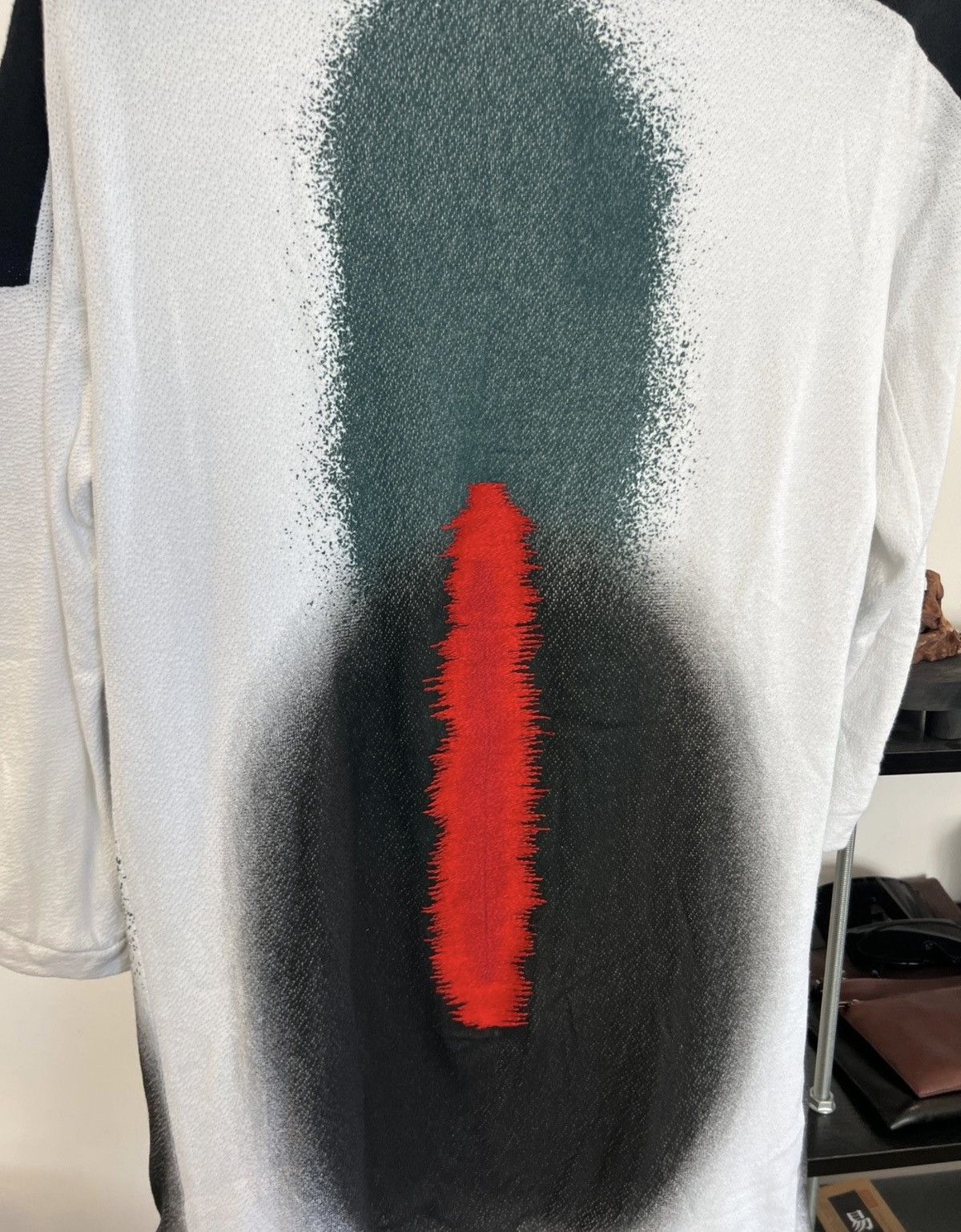 11 By Boris Bidjan Saberi 11ByBBS Mesh-Panel Ink-Spray & Embroidered 3/4 Sleeve TShirt Size US L / EU 52-54 / 3 - 3 Thumbnail