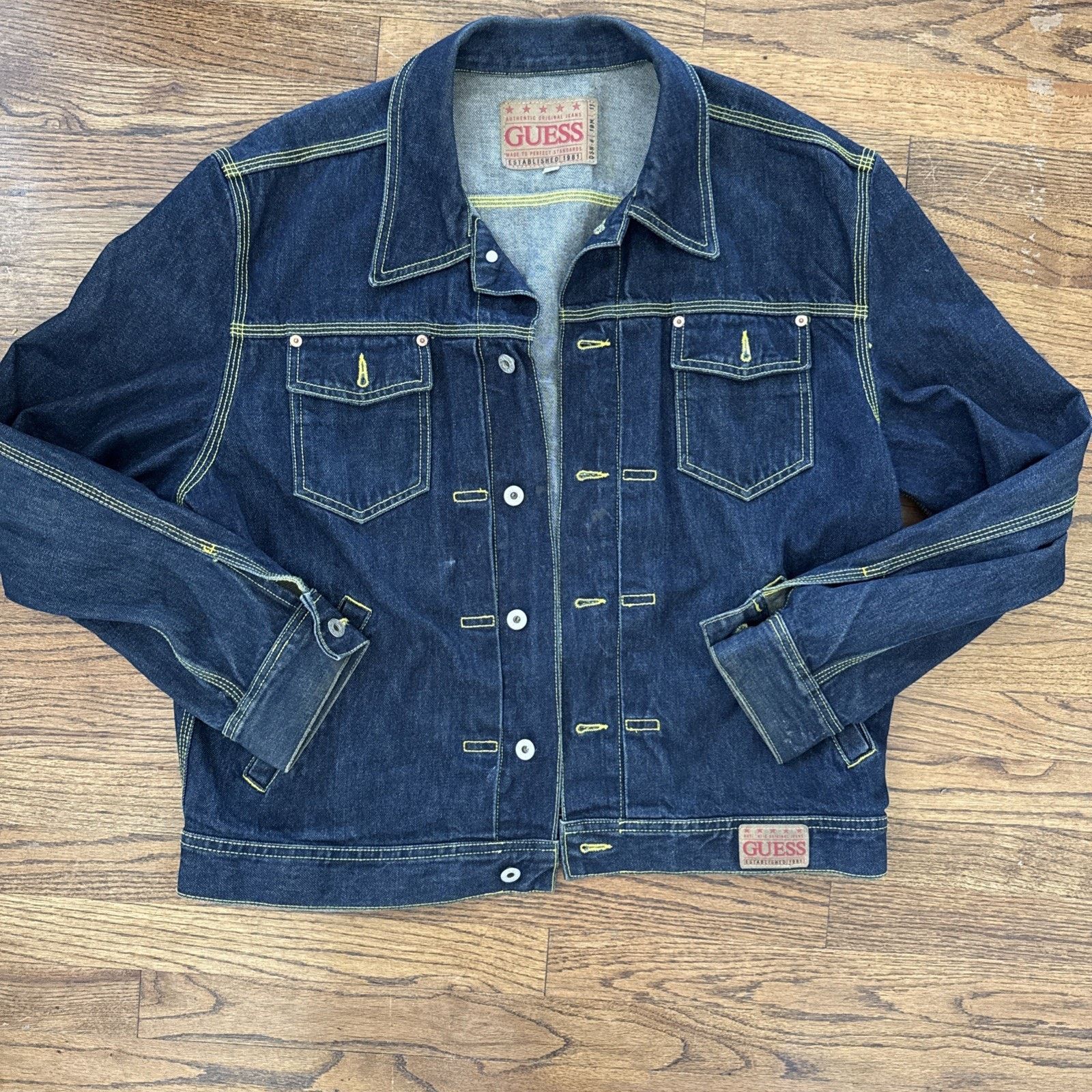 Guess Guess Vintage Jean Jacket dark wash Mens Size L Size US L / EU 52-54 / 3 - 1 Thumbnail