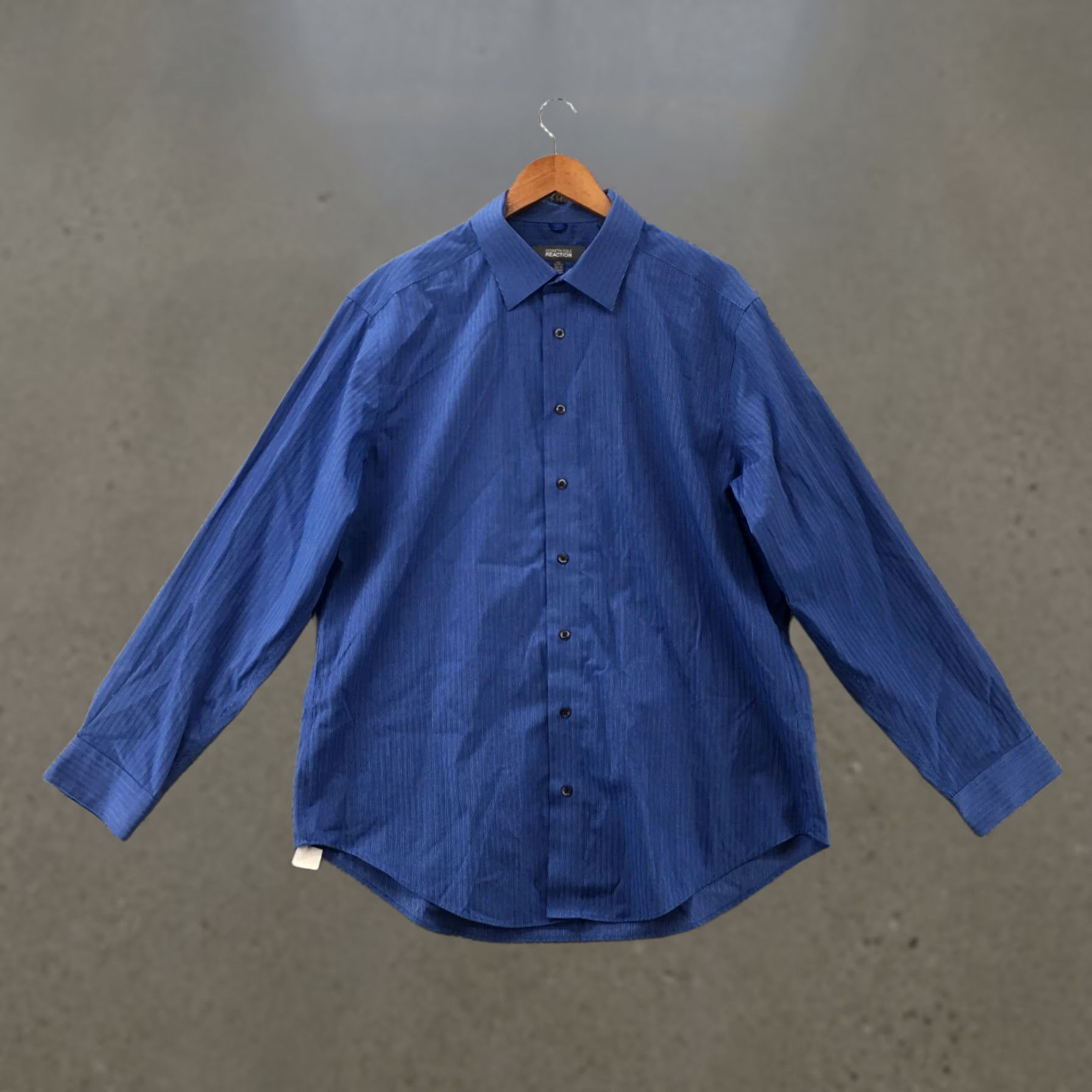 Kenneth Cole Kenneth Cole Reaction Dress Shirt Mens XL Blue Pin Striped Button Up Long Sleeve Size 46R - 1 Thumbnail