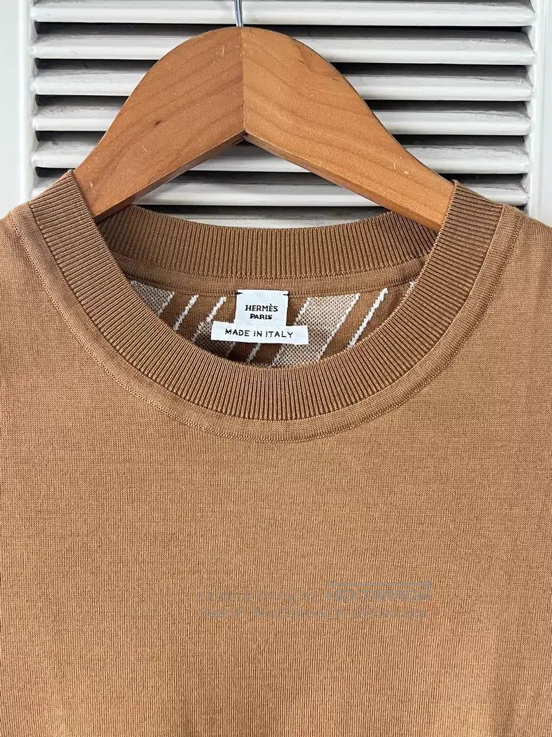 Hermes Hermes Short Sleeve Knit T-Shirt, Brown Size XXS / US 00 / IT 34 - 3 Thumbnail