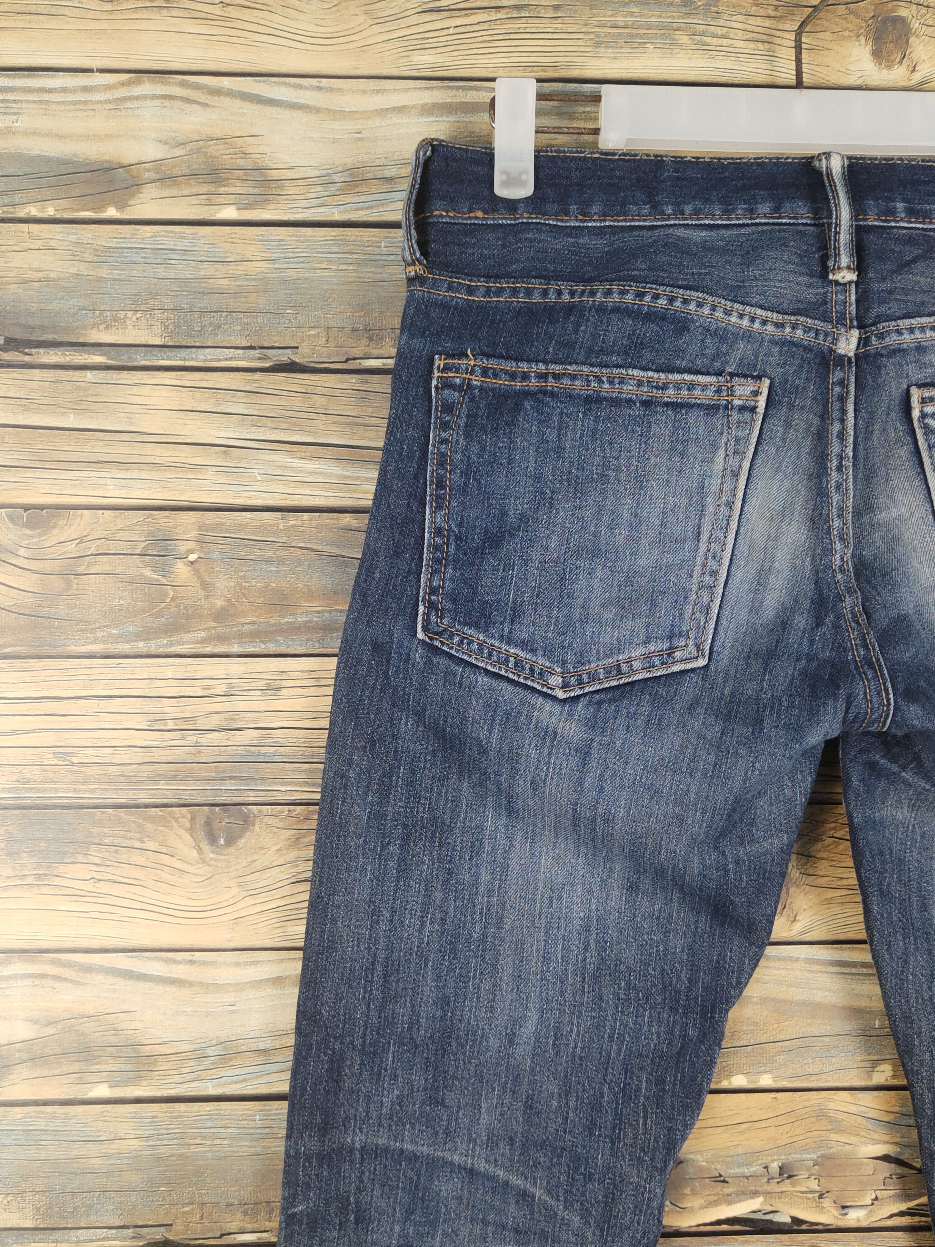 Vintage Old Navy Dark Blue Distressed Ripped Skinny Jeans #W1603 Size US 31 - 8 Thumbnail