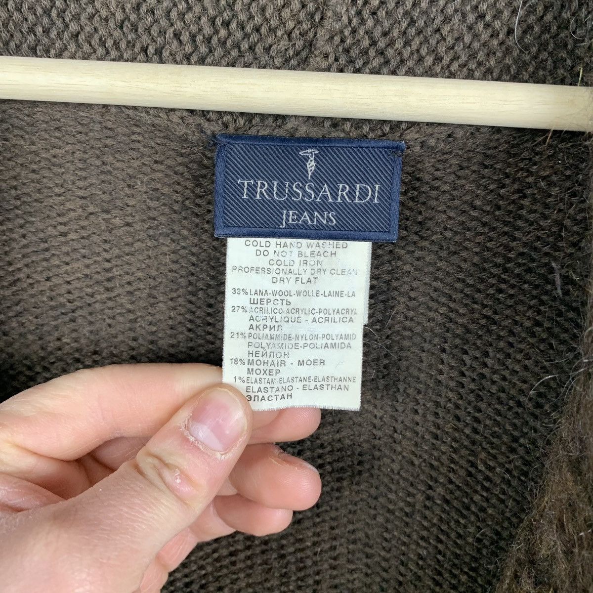Trussardi Trussardi Jeans Brown Acrylic Wool Cardigan Size M Y2K Size M / US 6-8 / IT 42-44 - 6 Thumbnail